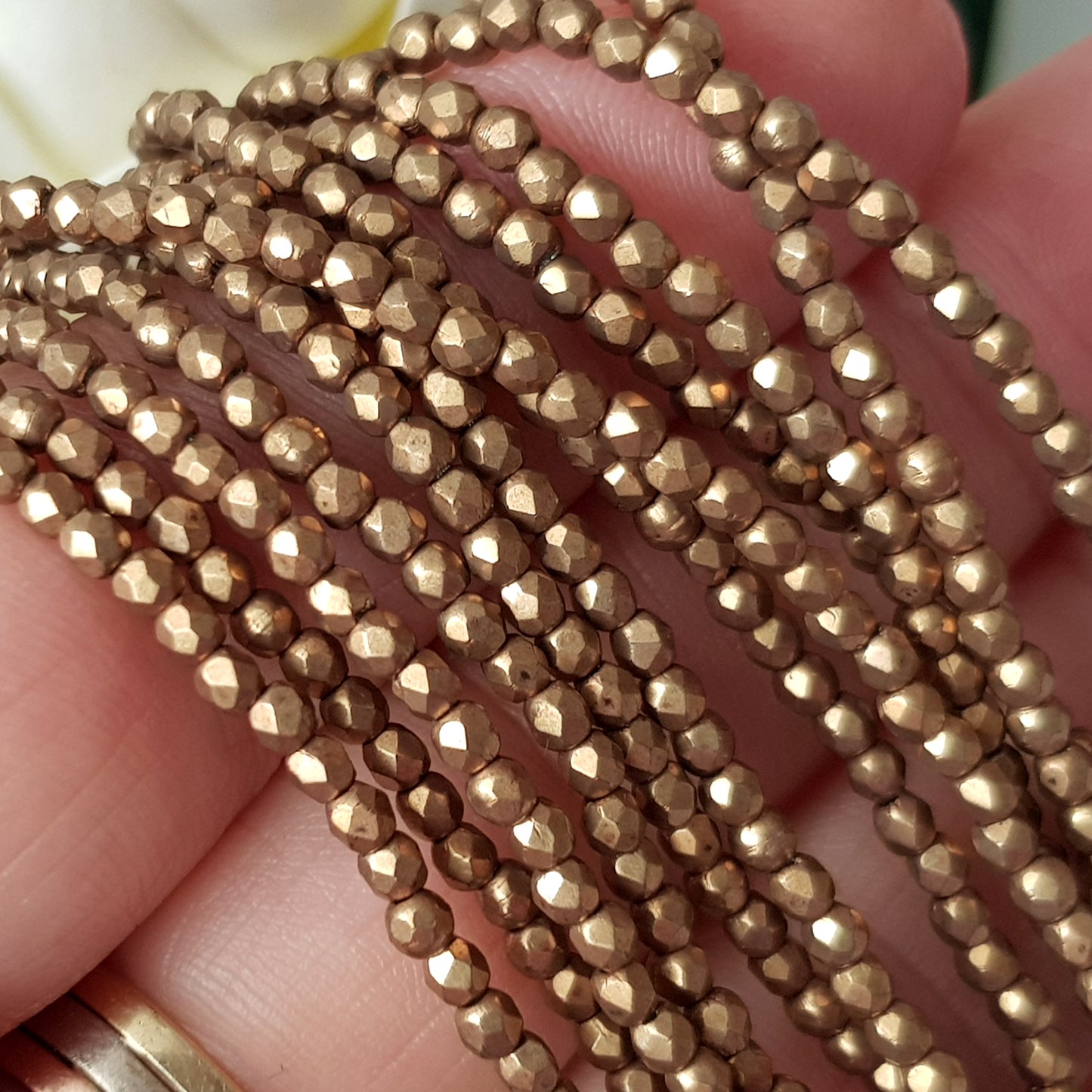 Czech Fire Polished 50 Bead Strand - Ceylon Yellow - Saturated Metallic 2mm Round Faceted | FP-02-06B04 | Beading Supply