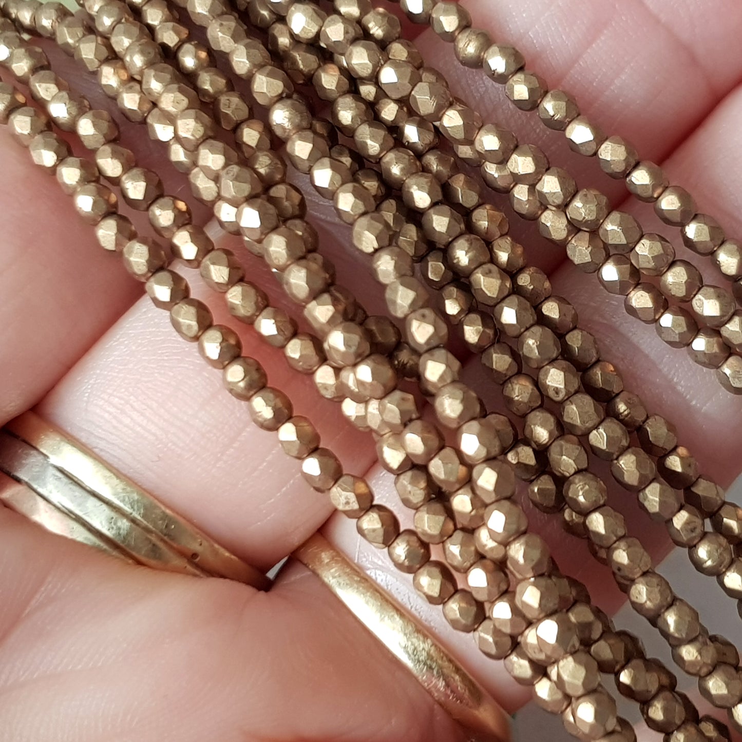 Czech Fire Polished 50 Bead Strand - Ceylon Yellow - Saturated Metallic 2mm Round Faceted | FP-02-06B04 | Beading Supply
