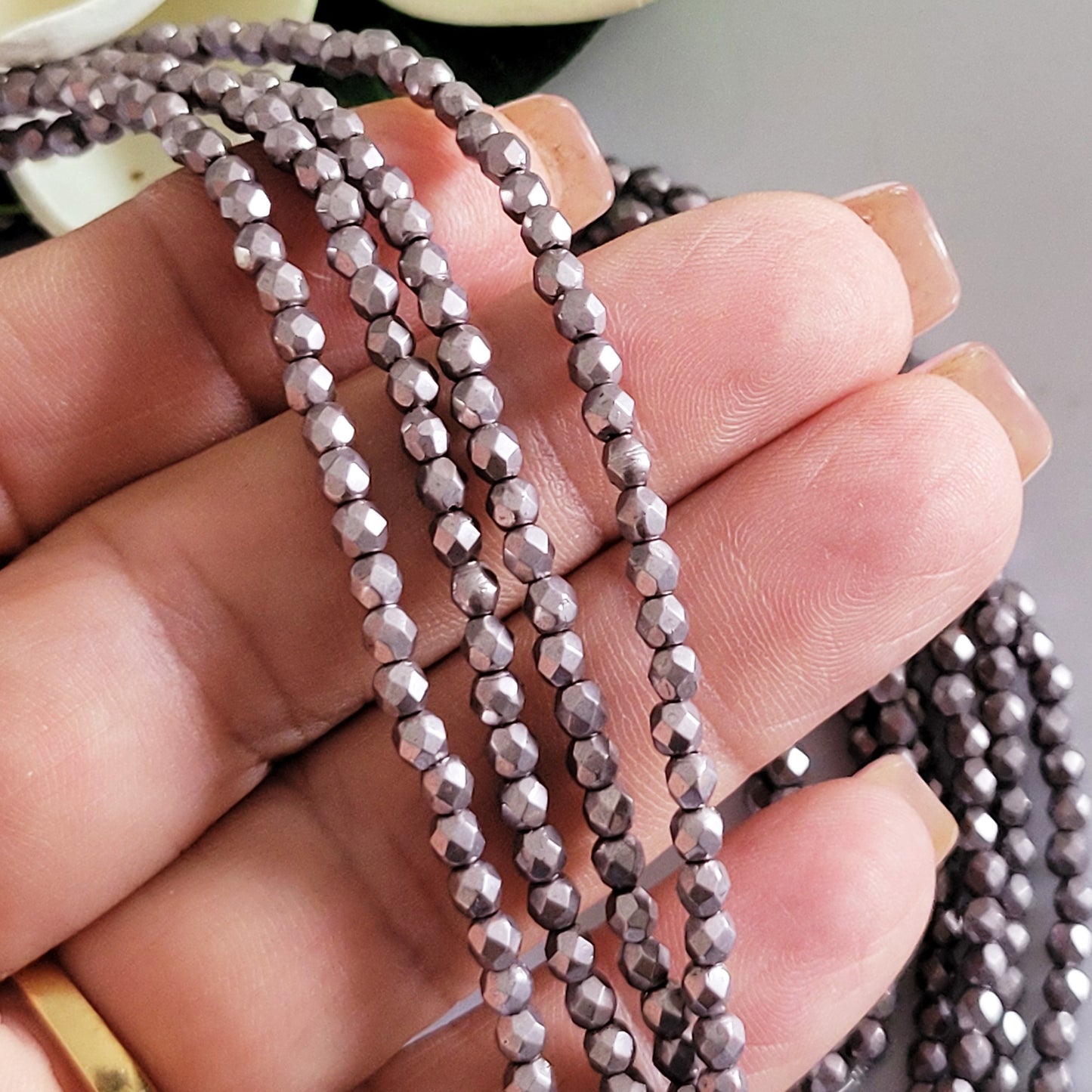 Czech Fire Polished - Almost - Saturated Metallic 3mm Round 50 Bead Strand | FP-03-05A02 | Beading Supply