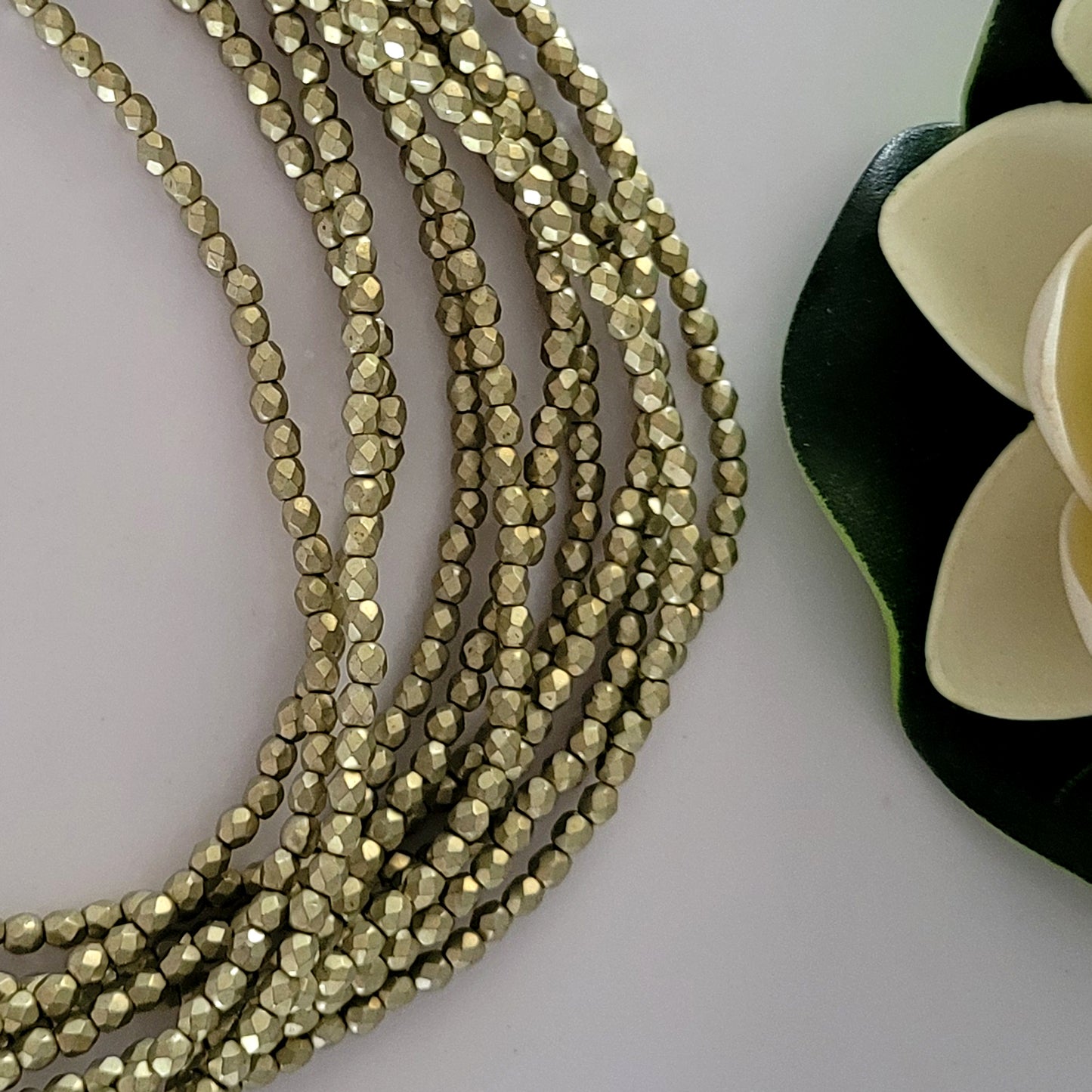 Czech Fire Polished - Limelight Saturated Metallic 3mm Round 50 Bead Strand | FP-03-06B09 | Beading Supply