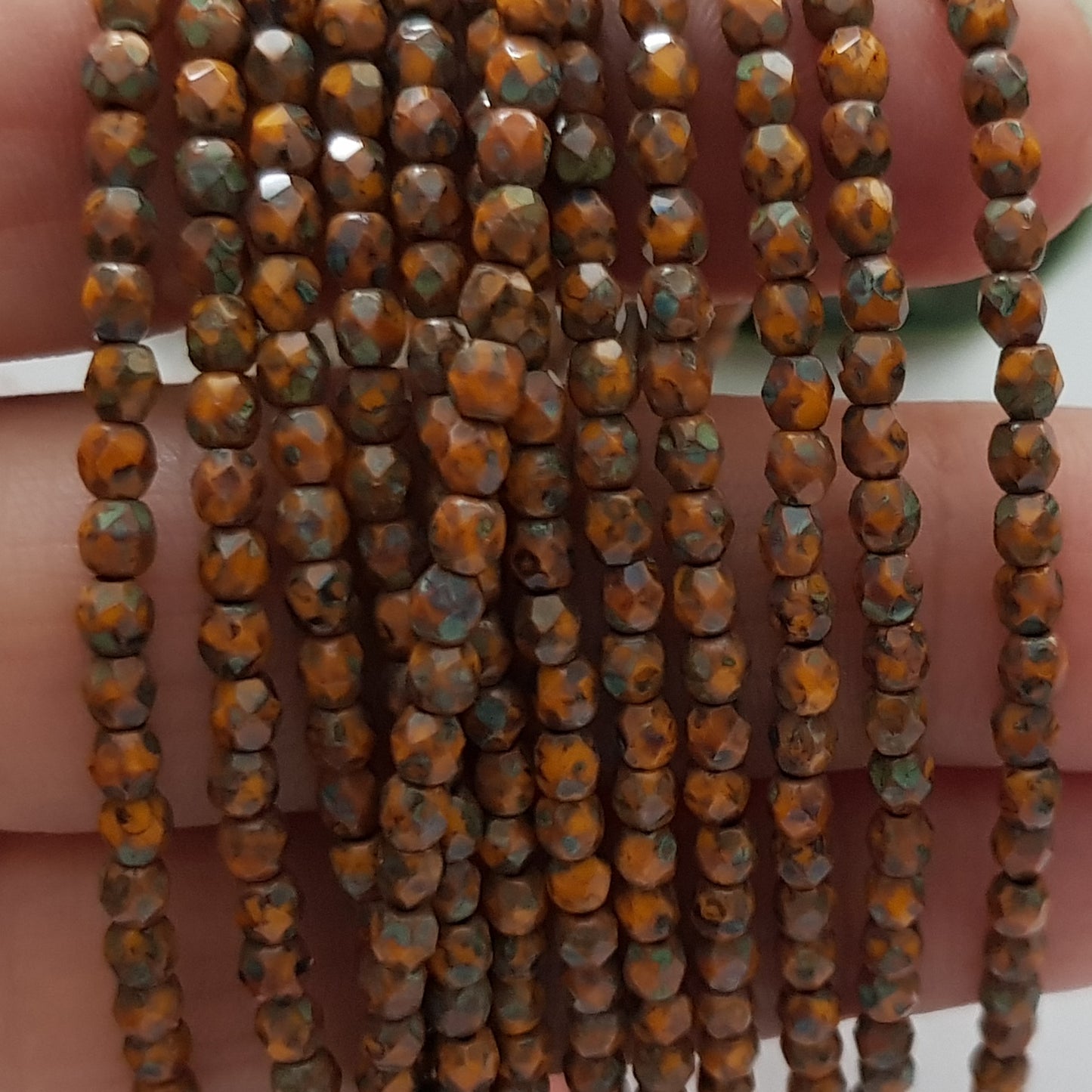 Czech Fire Polished - Sunflower Yellow - Picasso 3mm Round 50 Bead Strand | FP-03-T93110 | Beading Supply