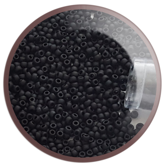 15/0 TR-49F Jet Black Frosted Opaque Round Toho 5g Seed Beads | Beading Supply