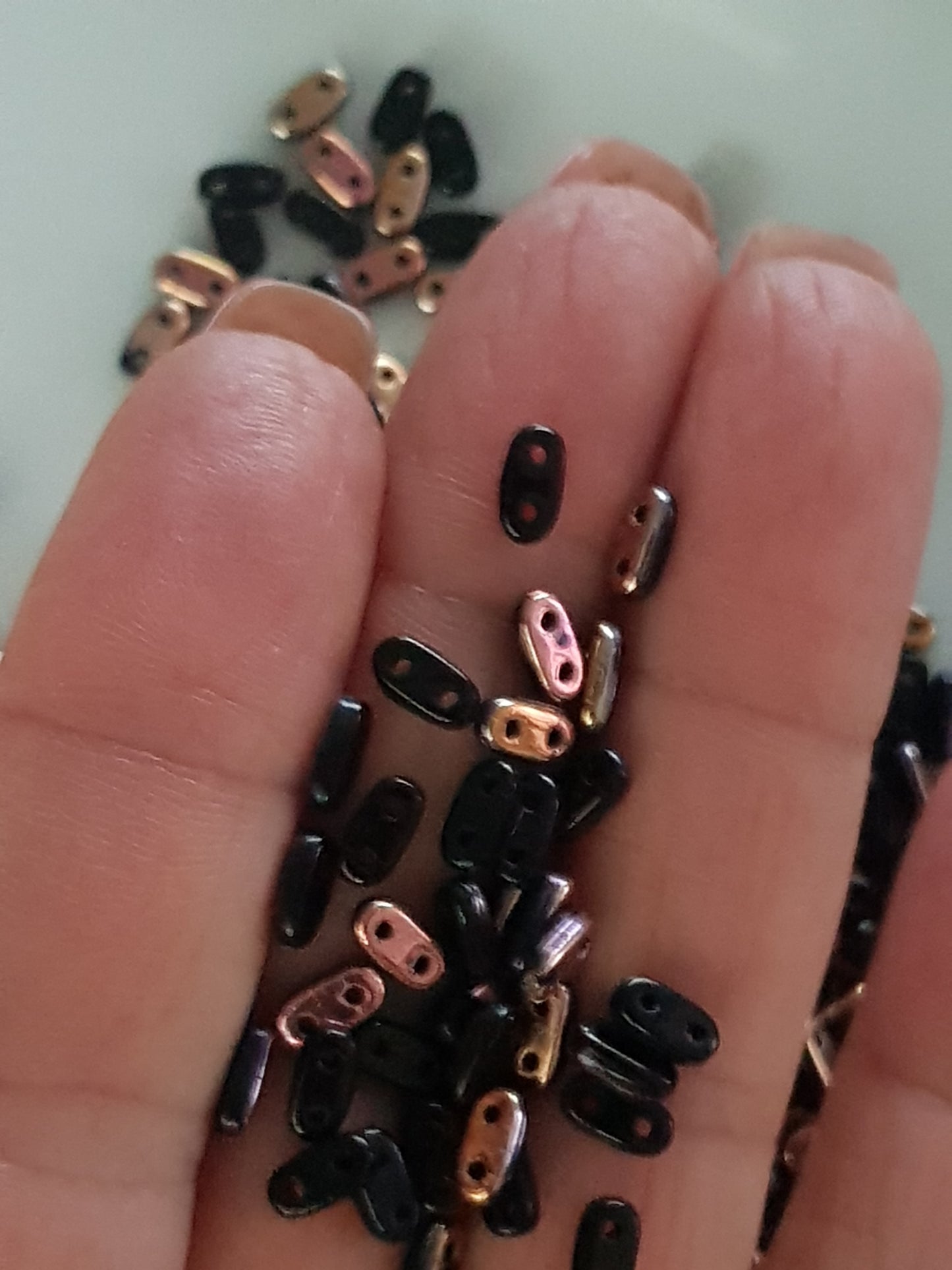 CzechMate Bar Beads – Jet / Apollo Gold -6x2mm Two-Hole Czech Glass Beads - CZMBar-27101