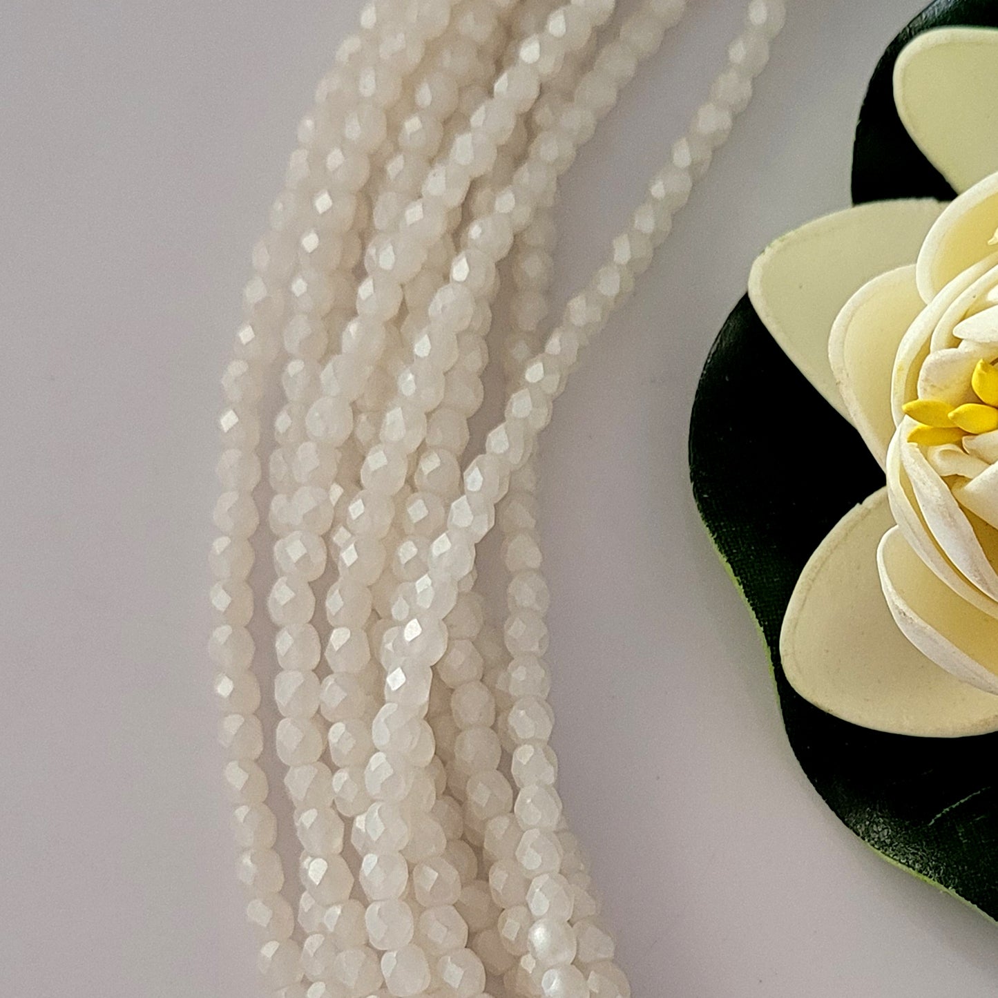 Czech Fire Polished - Crystal Metal Lustre 4mm Round 50 Bead Strand | FP-04-S24C0003 | Beading Supply (Copy)