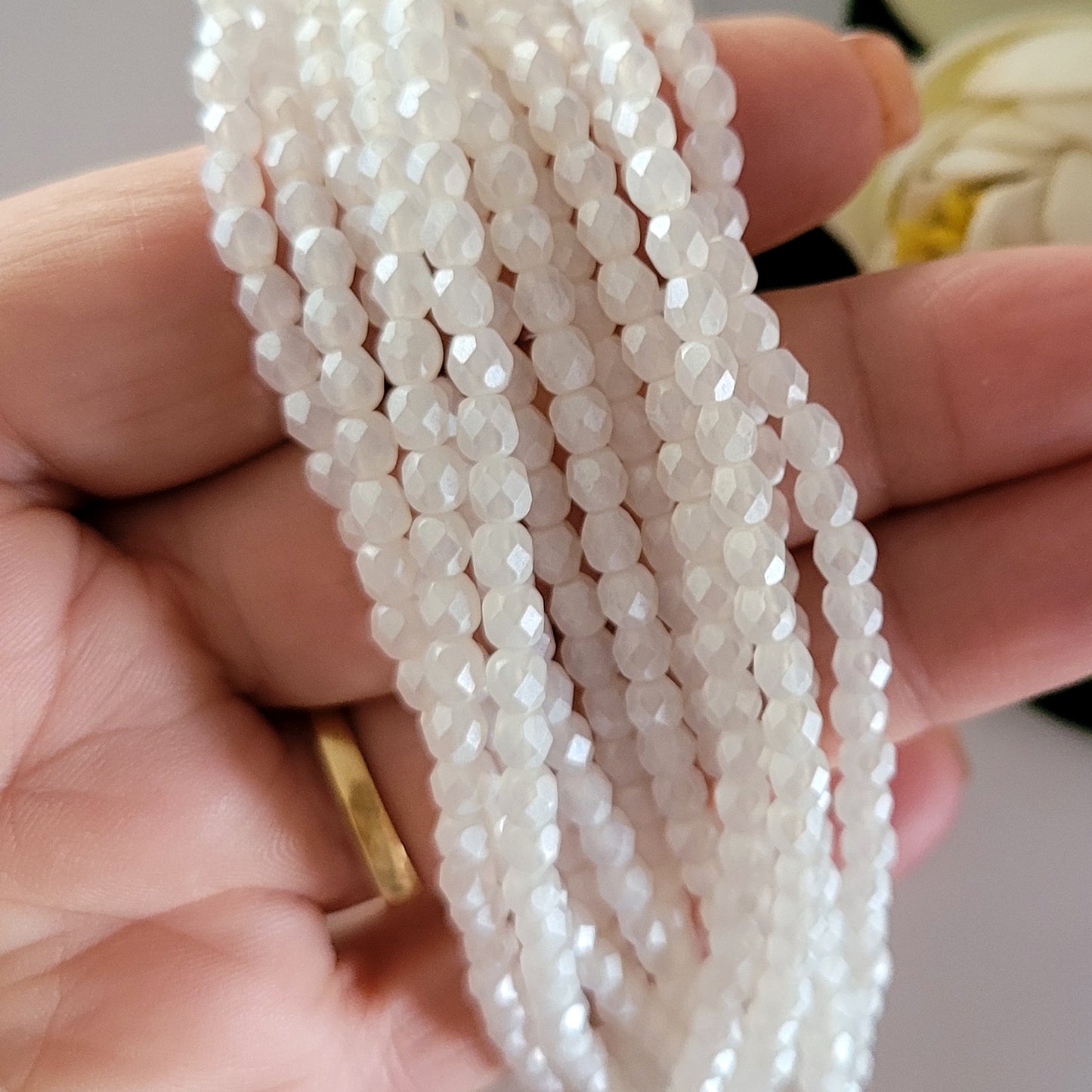 Czech Fire Polished - Crystal Metal Lustre 4mm Round 50 Bead Strand | FP-04-S24C0003 | Beading Supply (Copy)