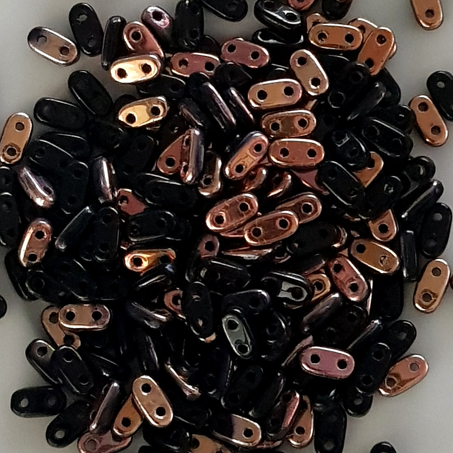 CzechMate Bar Beads – Jet / Apollo Gold -6x2mm Two-Hole Czech Glass Beads - CZMBar-27101