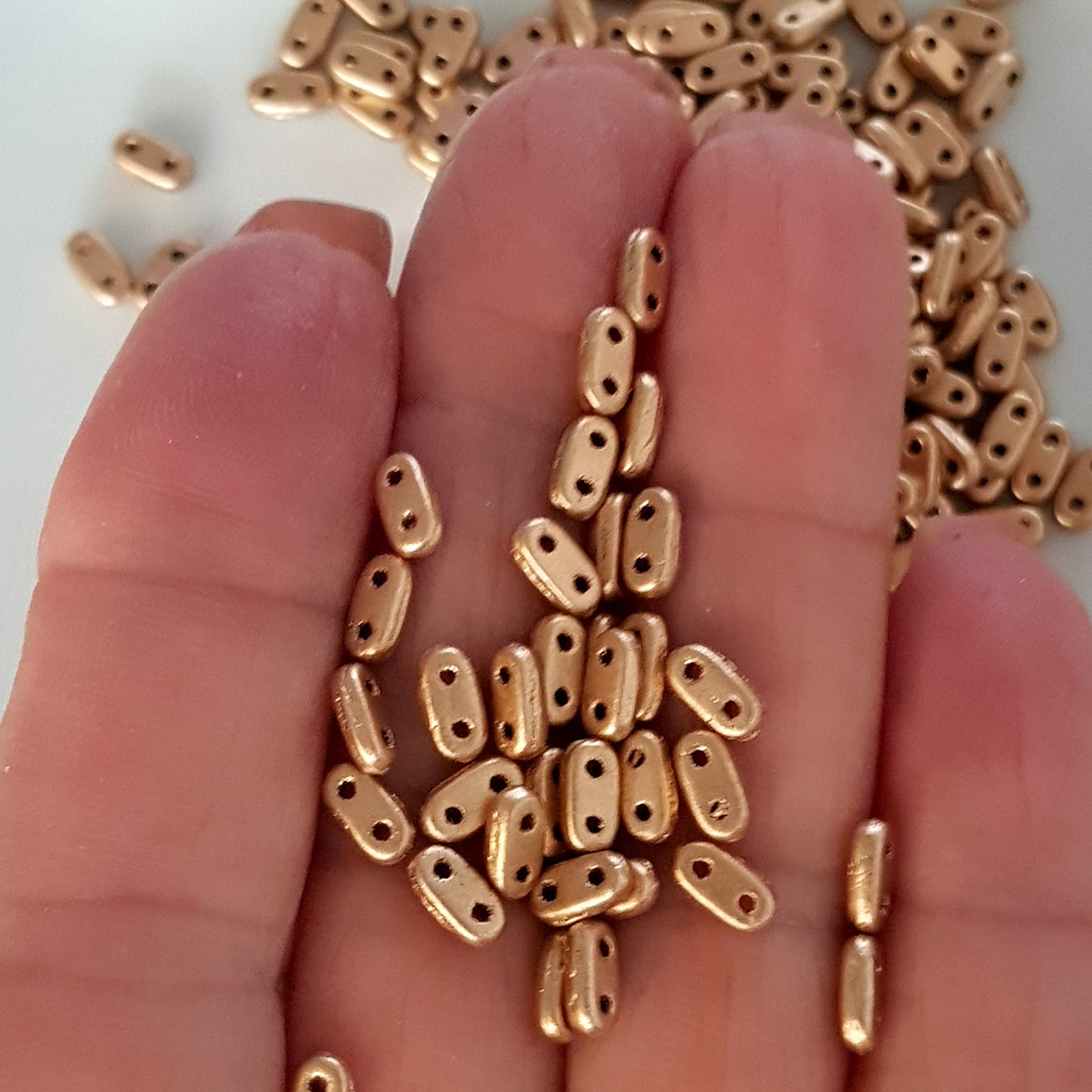 CzechMate Bar Beads β Flax Metallic Matte -6x2mm Two-Hole Czech Glass Beads - CZMBar-K0171