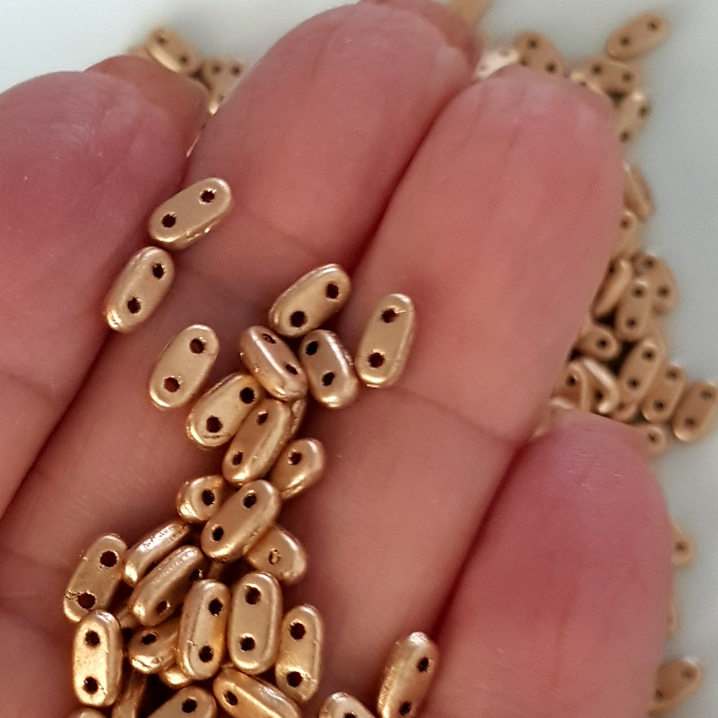 CzechMate Bar Beads β Flax Metallic Matte -6x2mm Two-Hole Czech Glass Beads - CZMBar-K0171