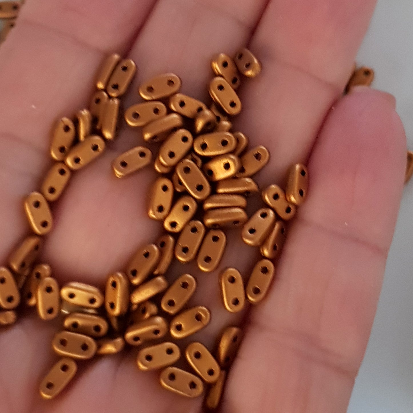 CzechMate Bar Beads – Antique Metallic Matte -6x2mm Two-Hole Czech Glass Beads - CZMBar-K0174