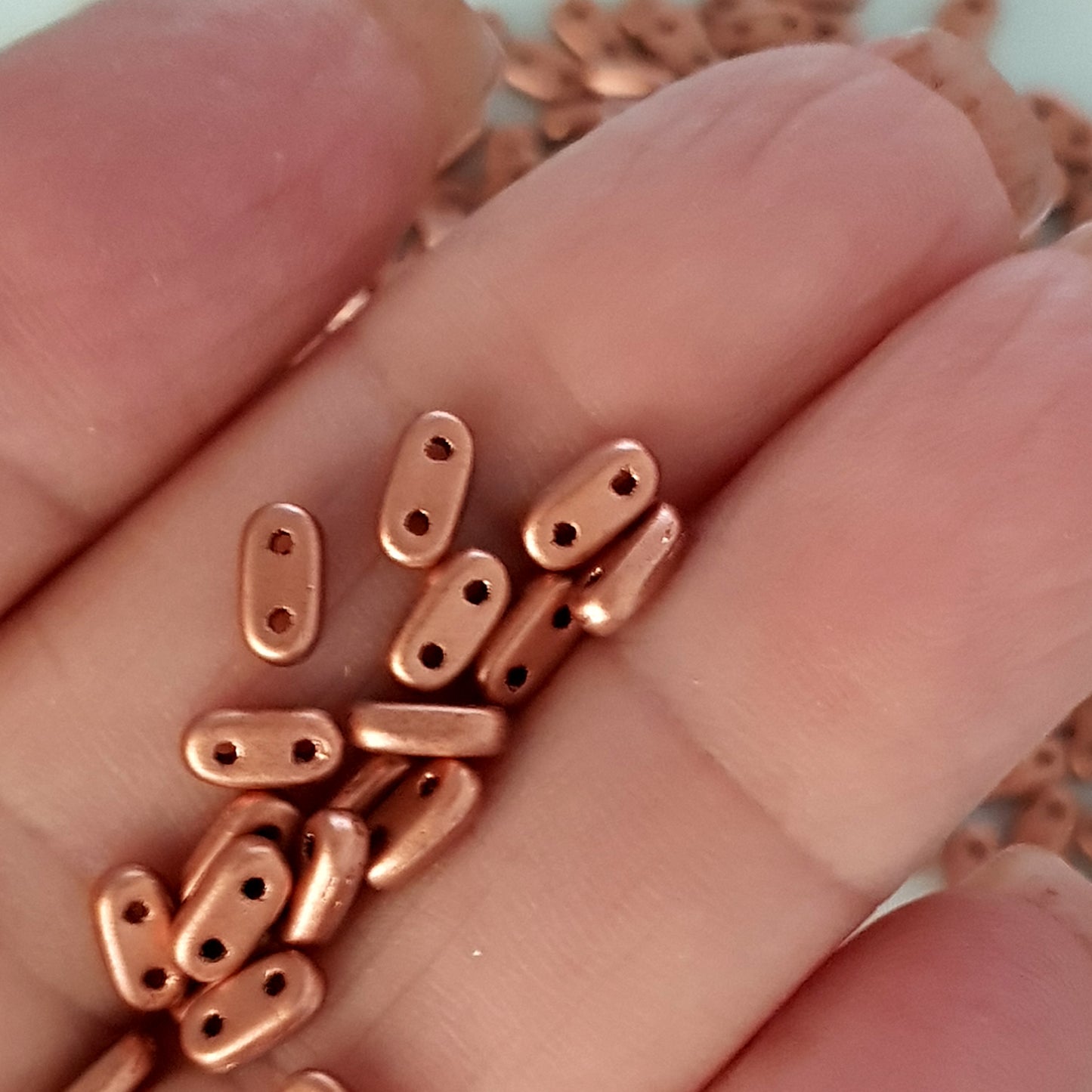 CzechMate Bar Beads – Copper Metallic Matte -6x2mm Two-Hole Czech Glass Beads - CZMBar-K0177