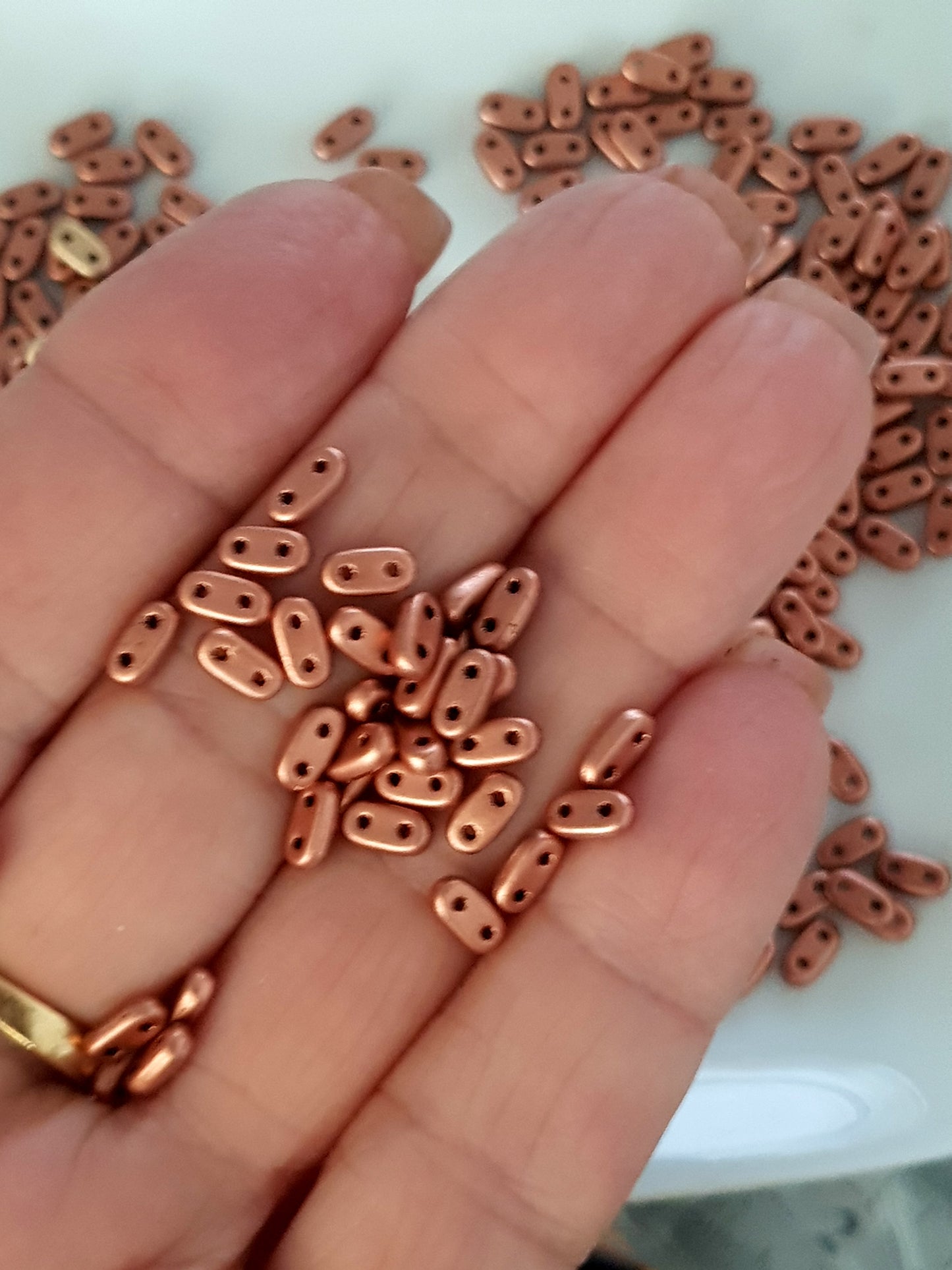 CzechMate Bar Beads – Copper Metallic Matte -6x2mm Two-Hole Czech Glass Beads - CZMBar-K0177