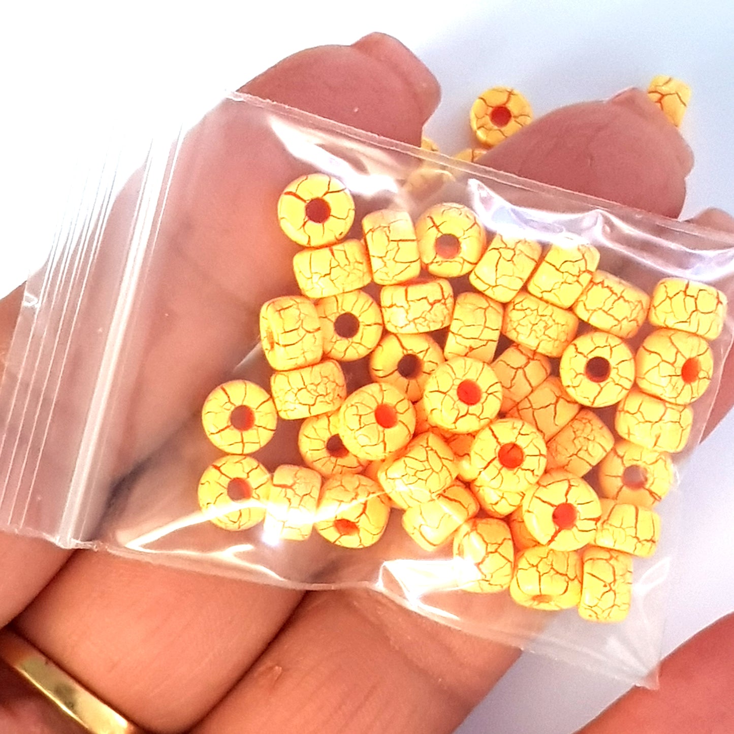 Matubo 2/0 Seed Beads - Yellow/Red - 6mm Round Beads -Kalitheo