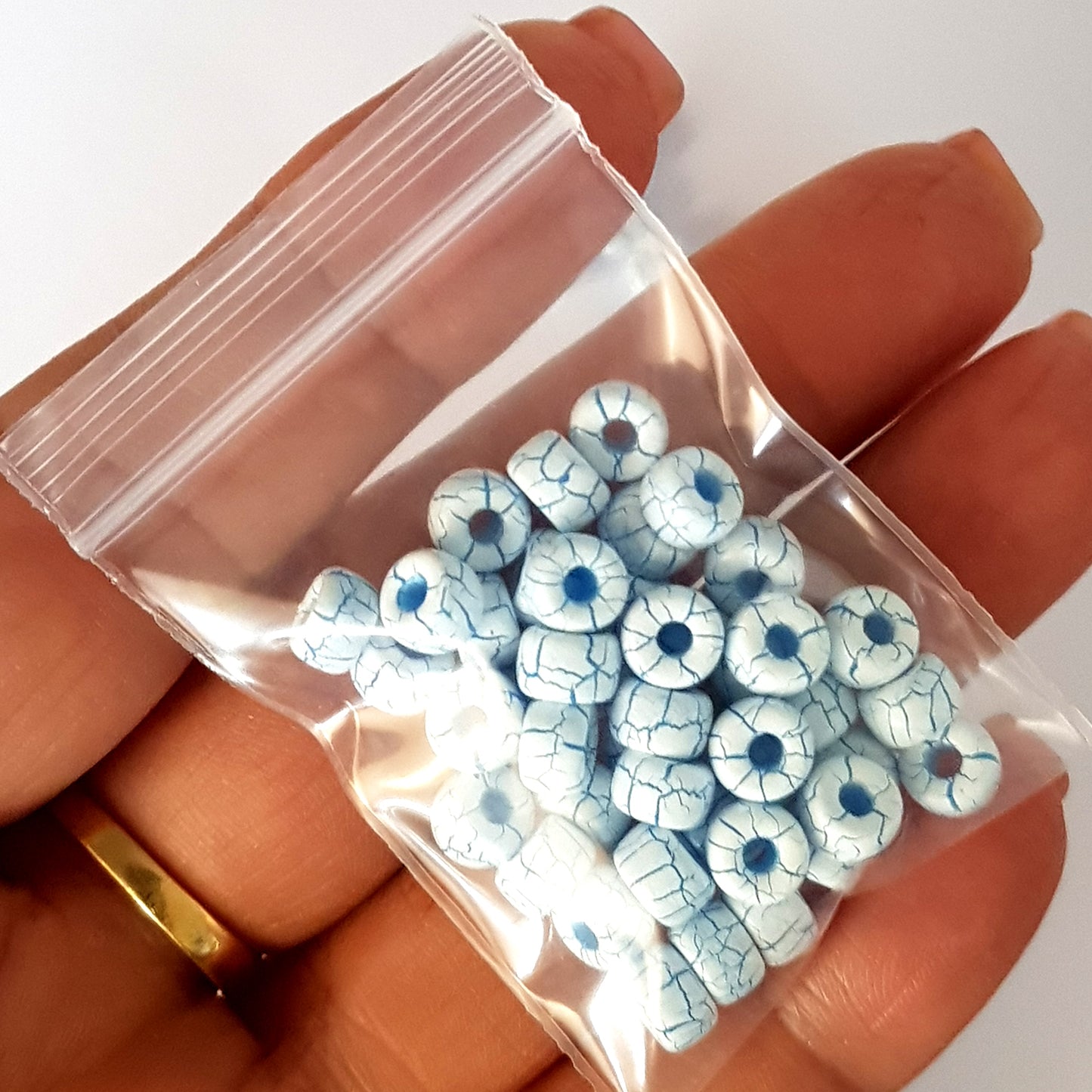 Matubo 2/0 Seed Beads - White-Blue-6mm Round Beads -Kalitheo