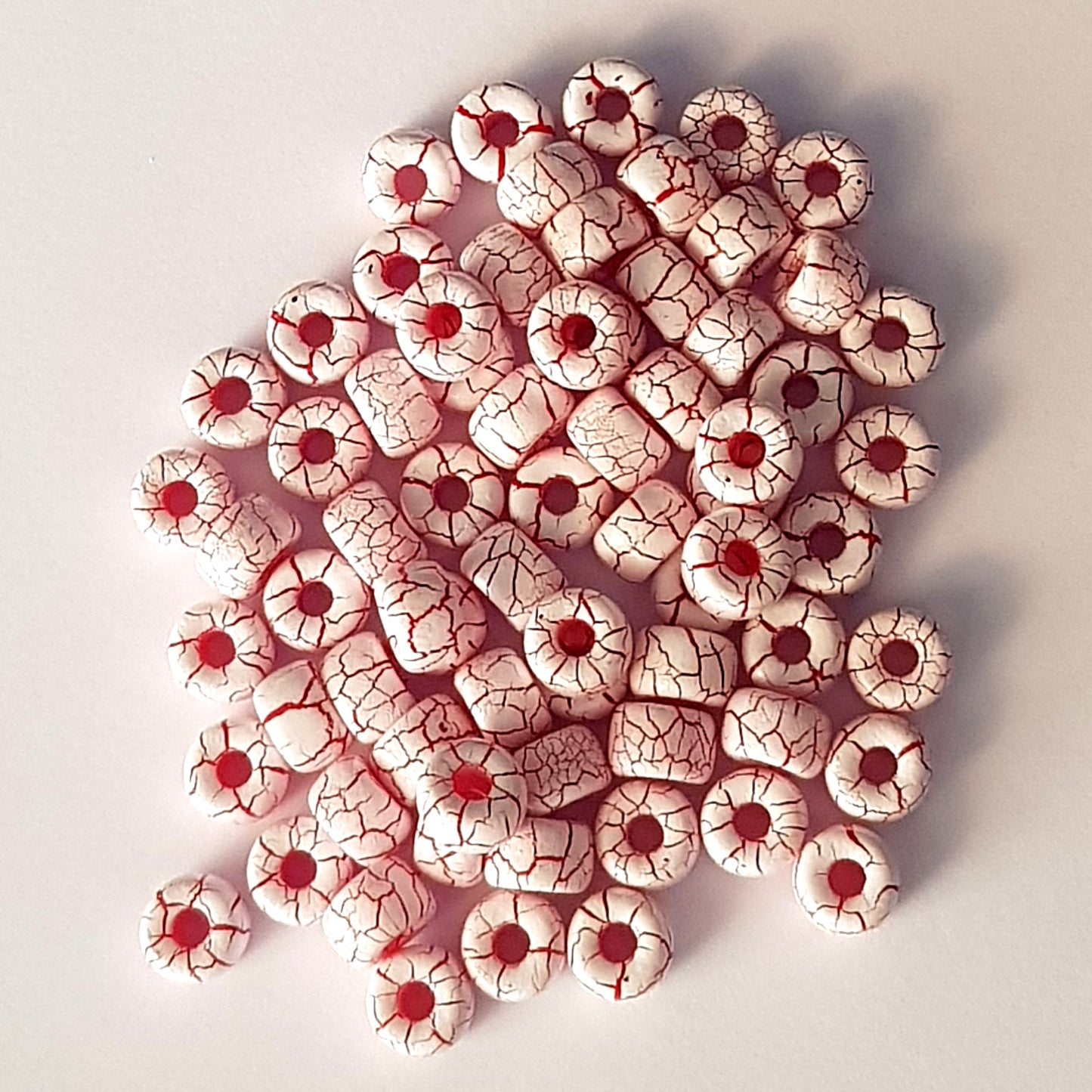 Matubo 2/0 Seed Beads - White-Red-6mm Round Beads -Kalitheo