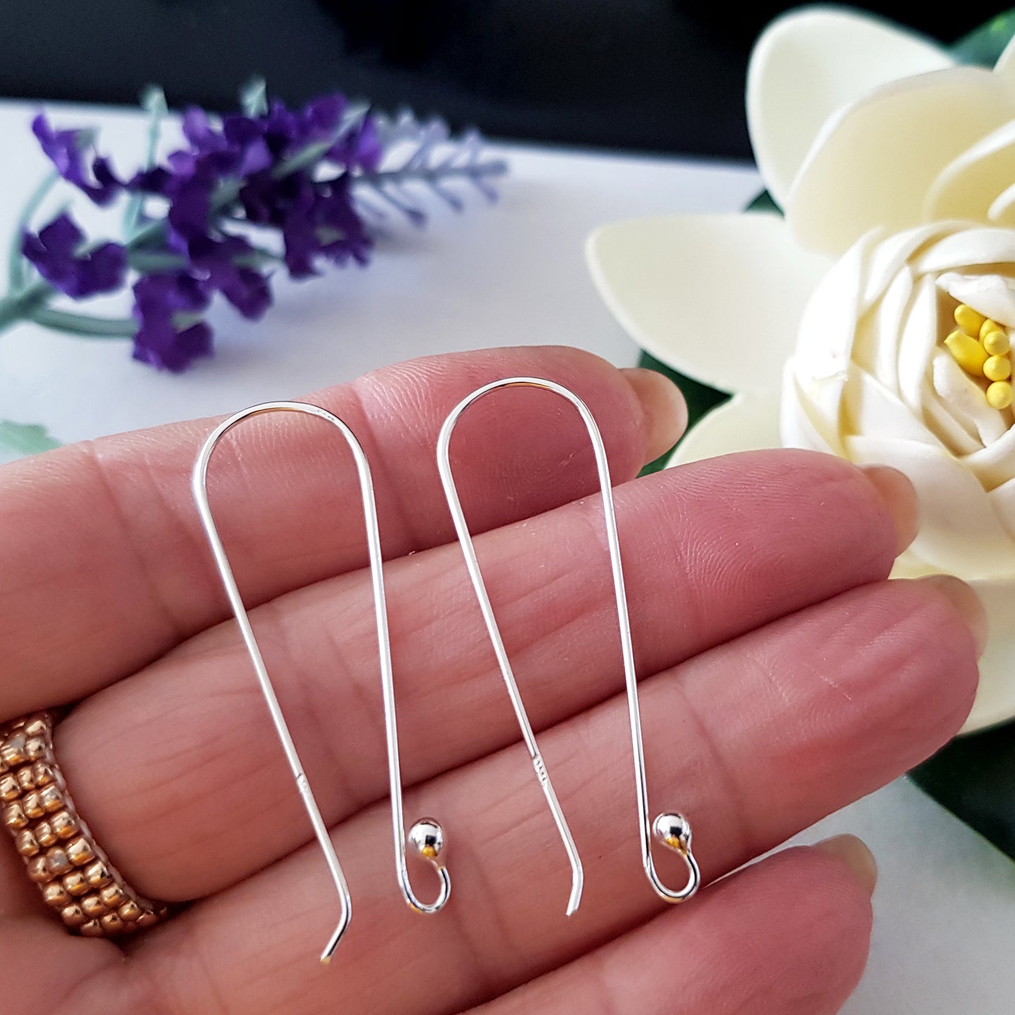 Ear Hooks - Handmade 40mm Statement Sterling Silver - Argentum 940 Ear Hooks | SS-011LEH| Earring Making Supply