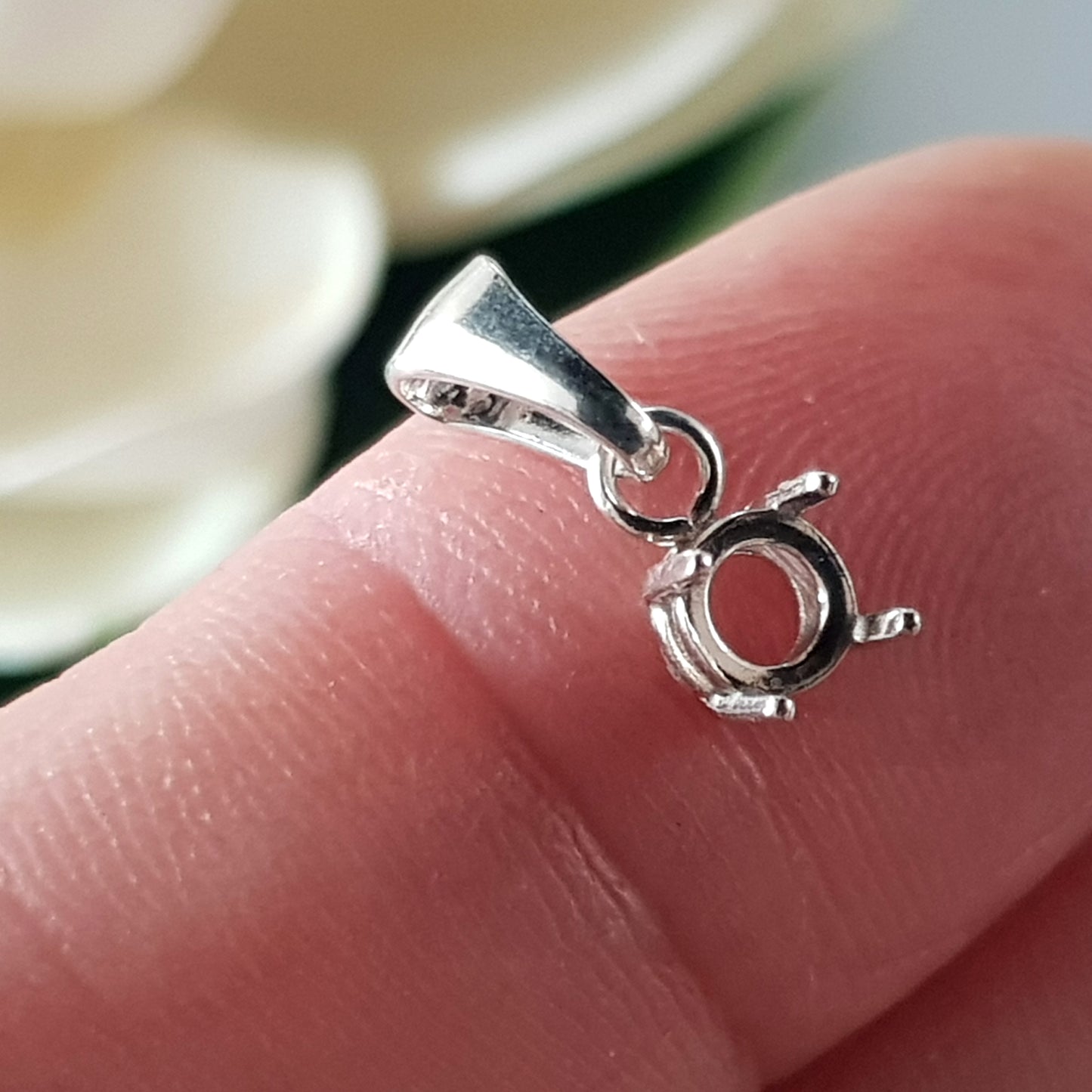 Pendant Drop - Basket Claw Setting with Bail 925 Sterling Silver - Cabochon & Gemstone Setting | PD-SS-CS | Pendant Supply