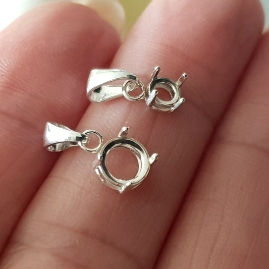 Pendant Drop - Basket Claw Setting with Bail 925 Sterling Silver - Cabochon & Gemstone Setting | PD-SS-CS | Pendant Supply