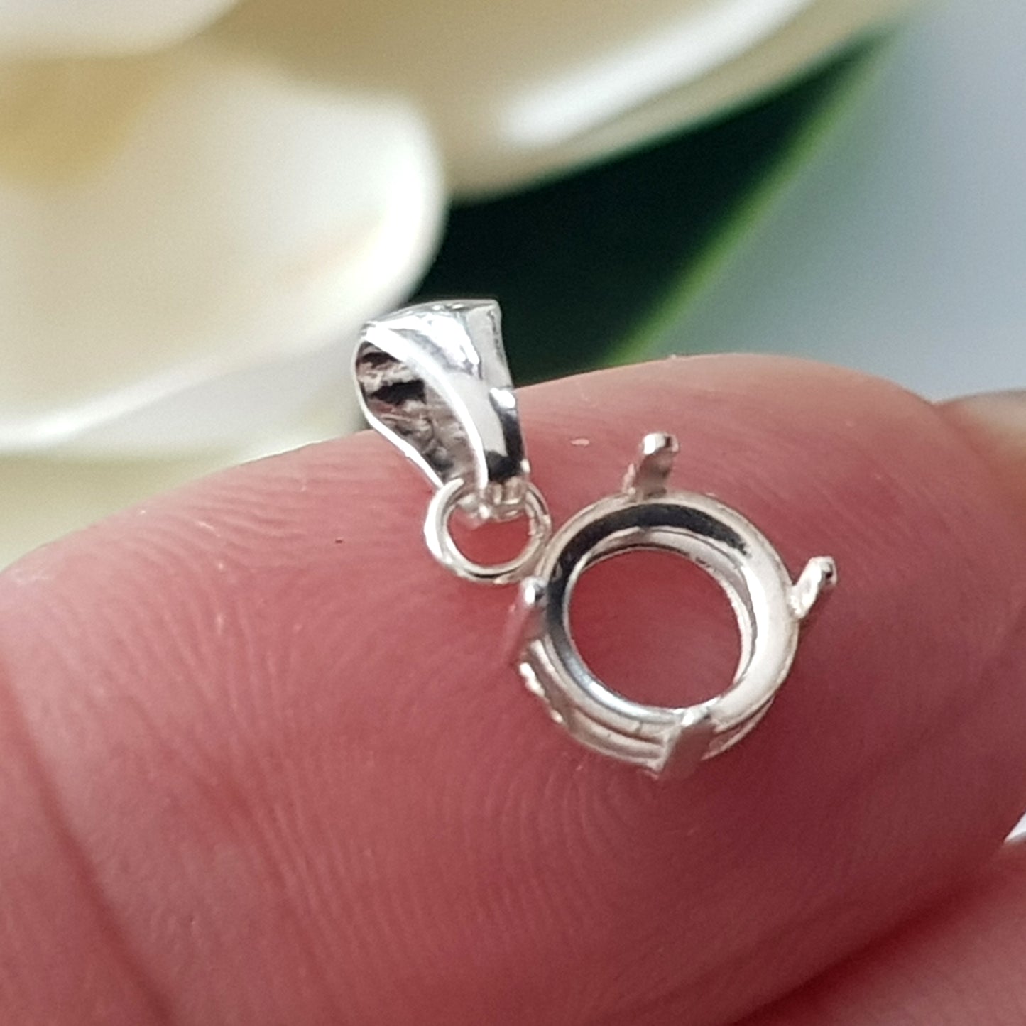 Pendant Drop - Basket Claw Setting with Bail 925 Sterling Silver - Cabochon & Gemstone Setting | PD-SS-CS | Pendant Supply