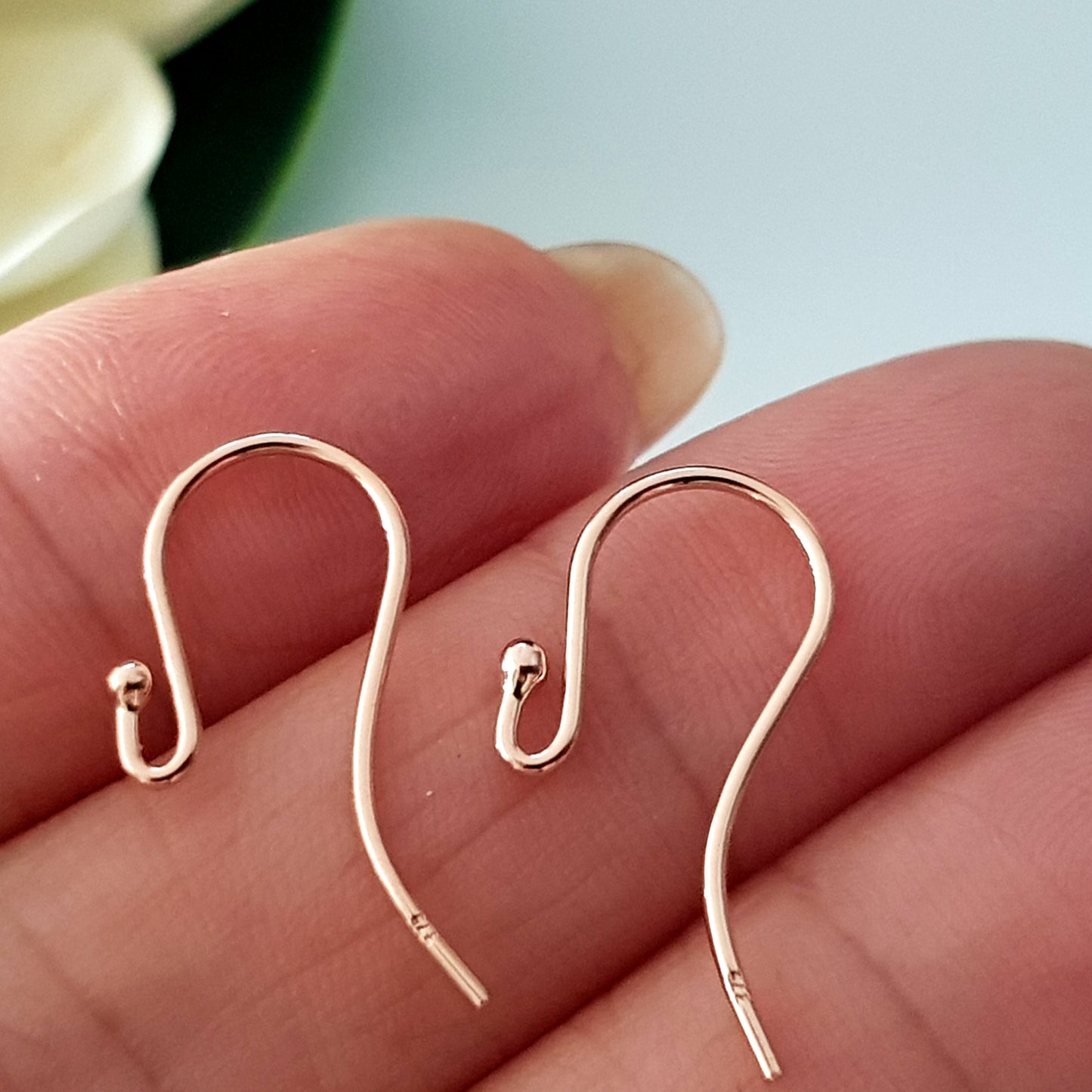 Earring Hooks - Balled Ends 9ct Rose Gold Hooks Quality Findings  | RG9-019EH-1 | Earring Findings