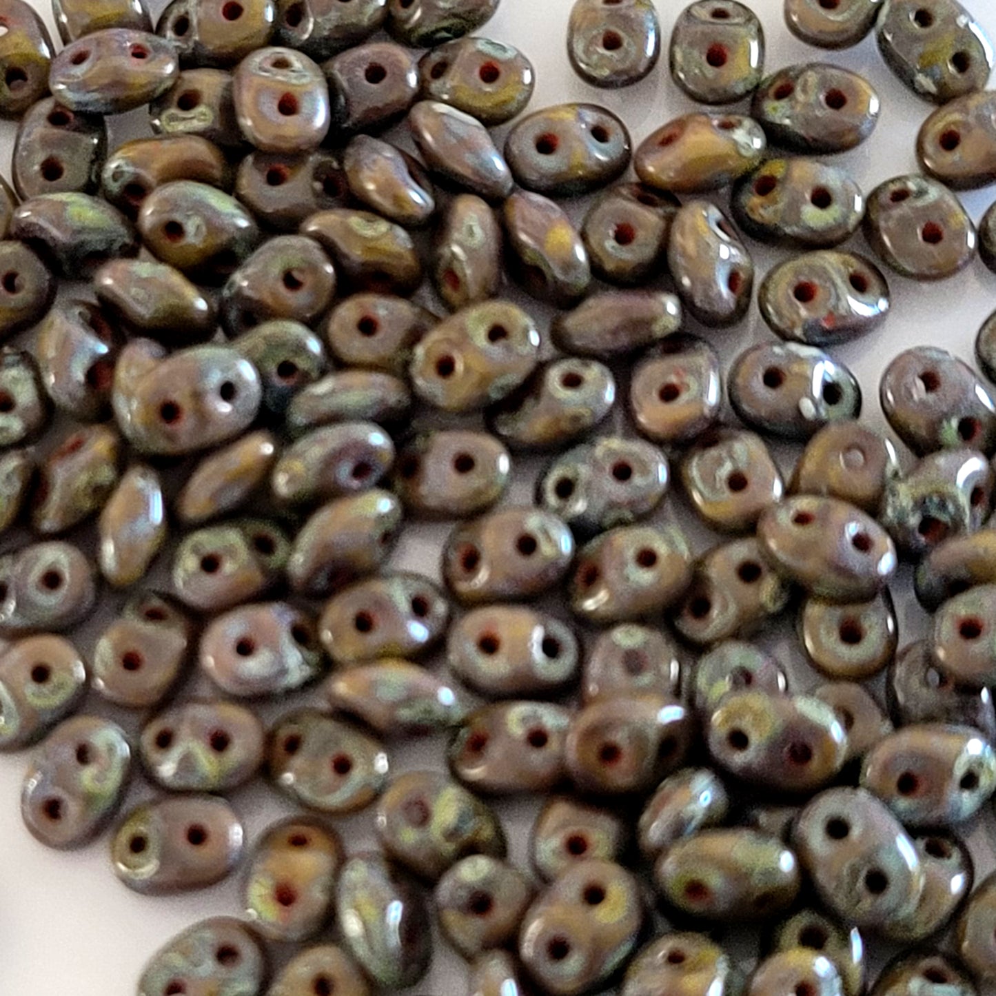 Matubo SuperDuo - OLIVINE OPAQUE - Picasso - 10g | SD-T52410 | Beading Supply