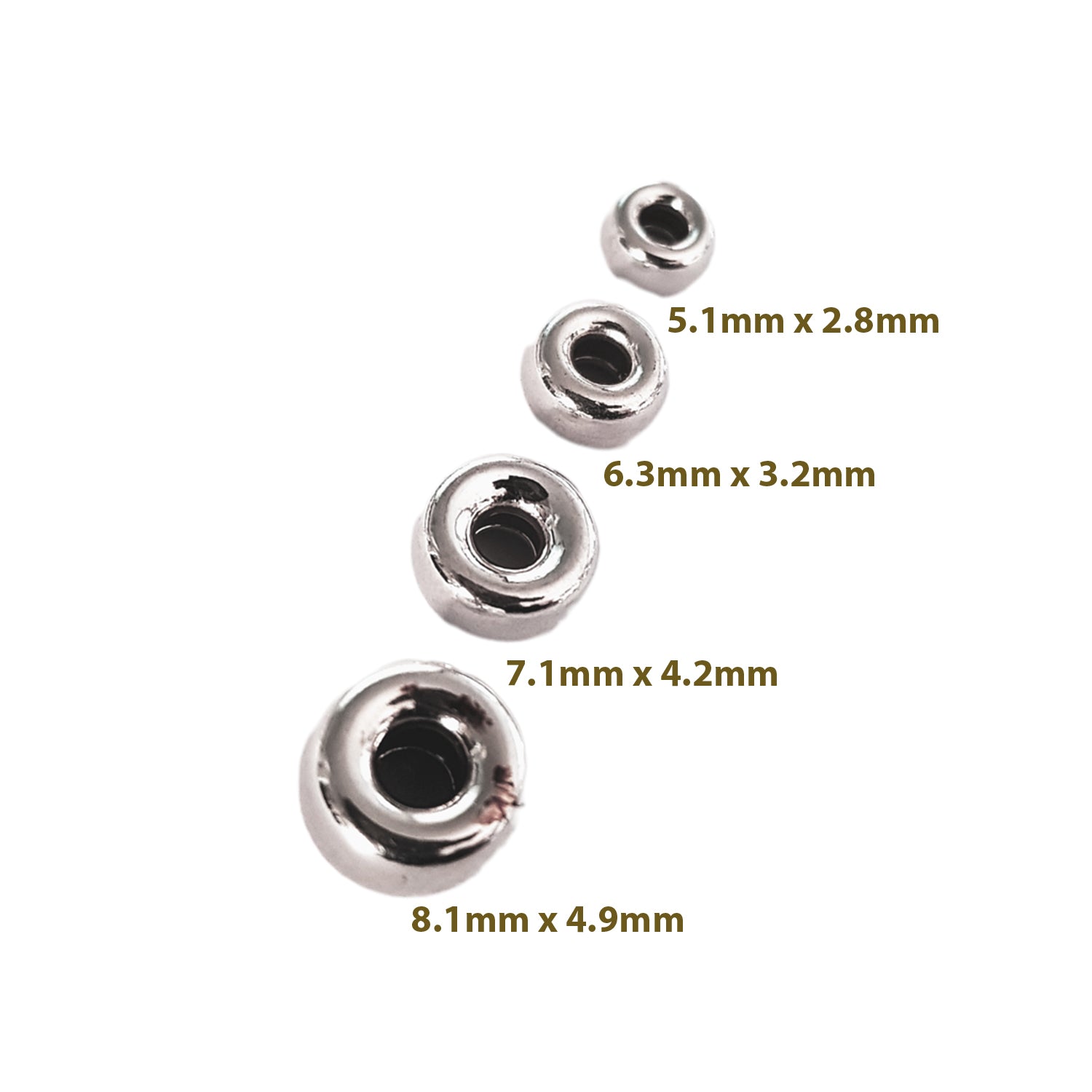 Sterling Silver Heavy Roundel Polished Spacer Beads Beading