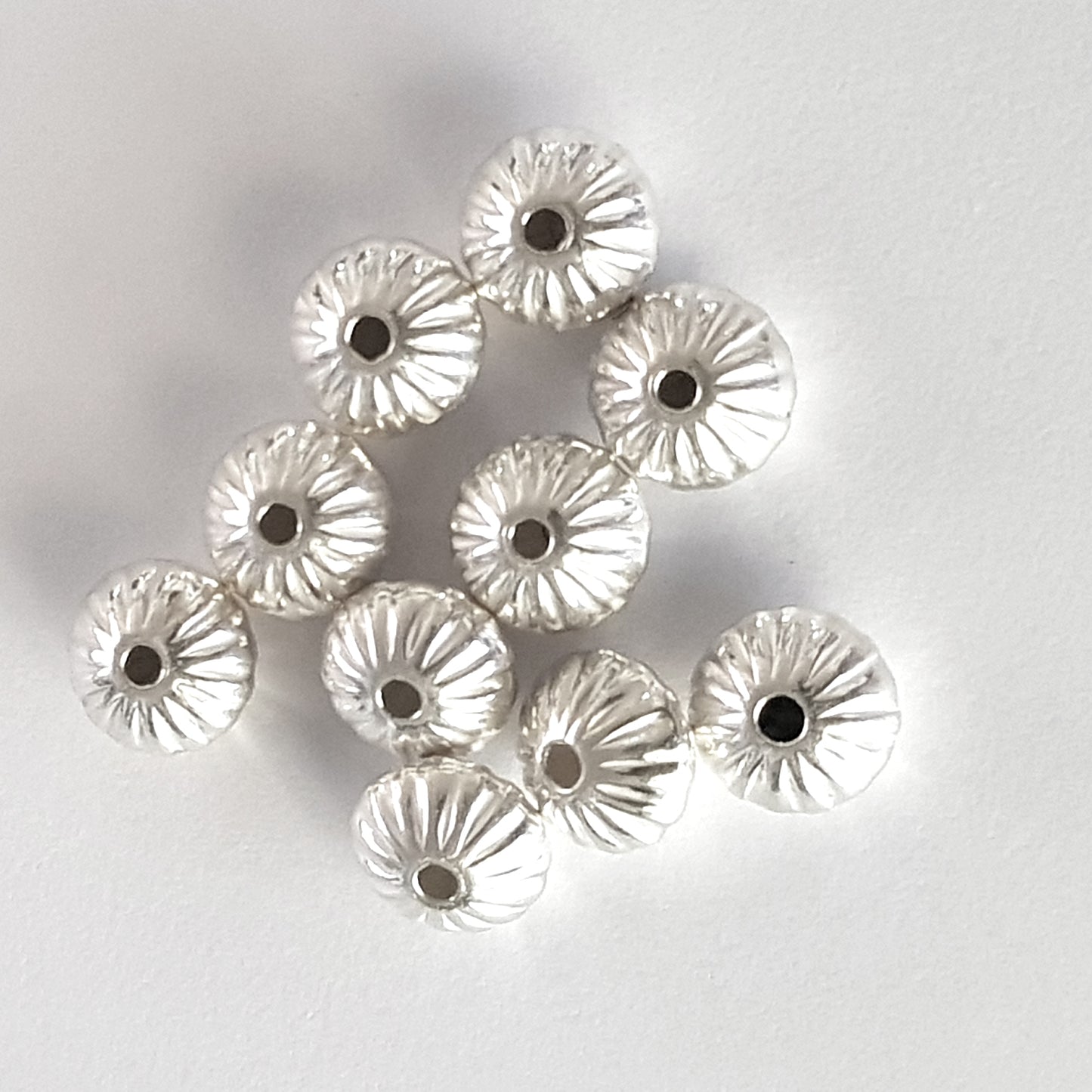 Genuine Sterling Silver Corrugated Saucer Beads | SS-BeadSaucerCOR | 925 Jewellery Making Supplies
