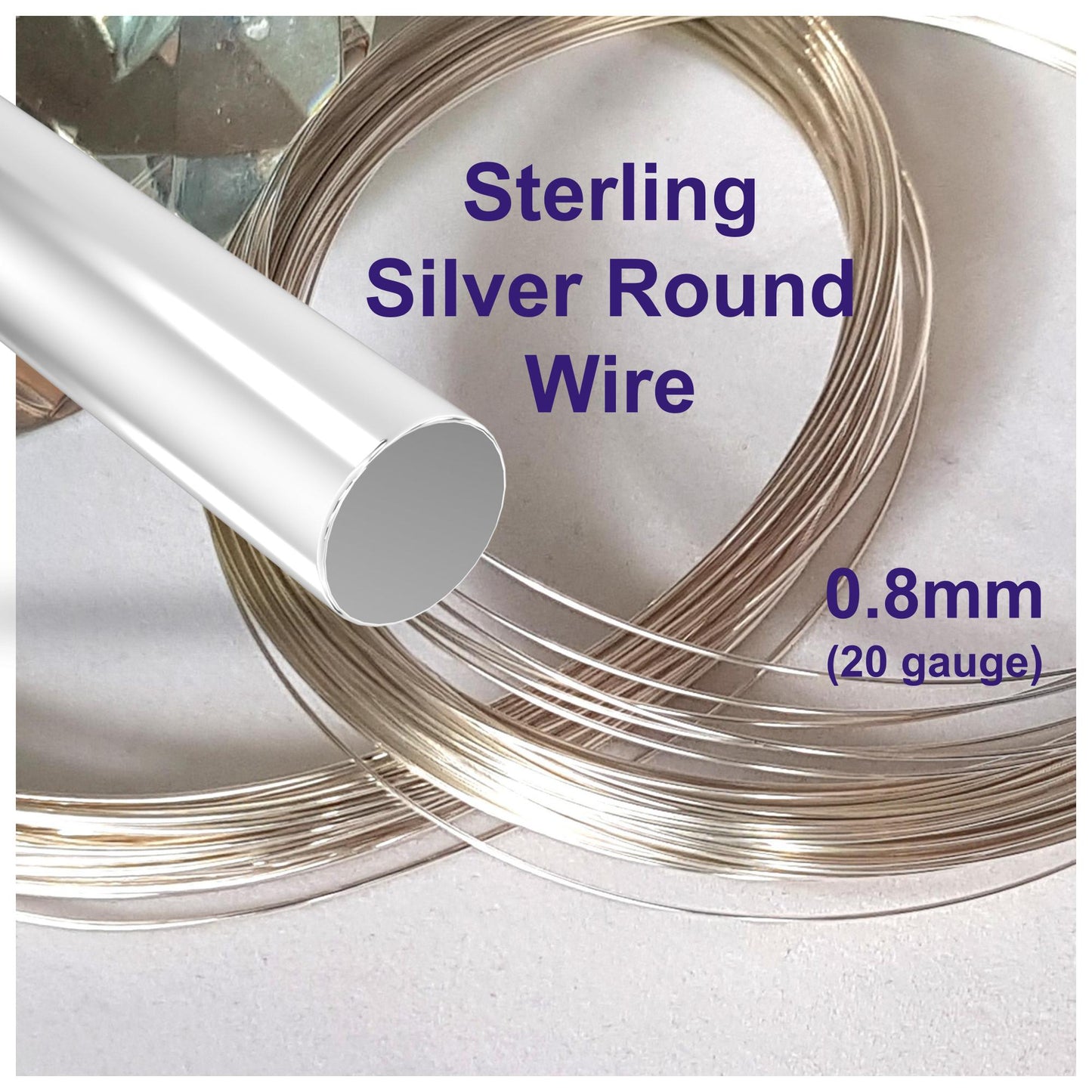 FAB Metals - 0.8mm Round Sterling Silver Wire in Soft, Medium, Hard ( 20 gauge) | Jewellery Making Supply