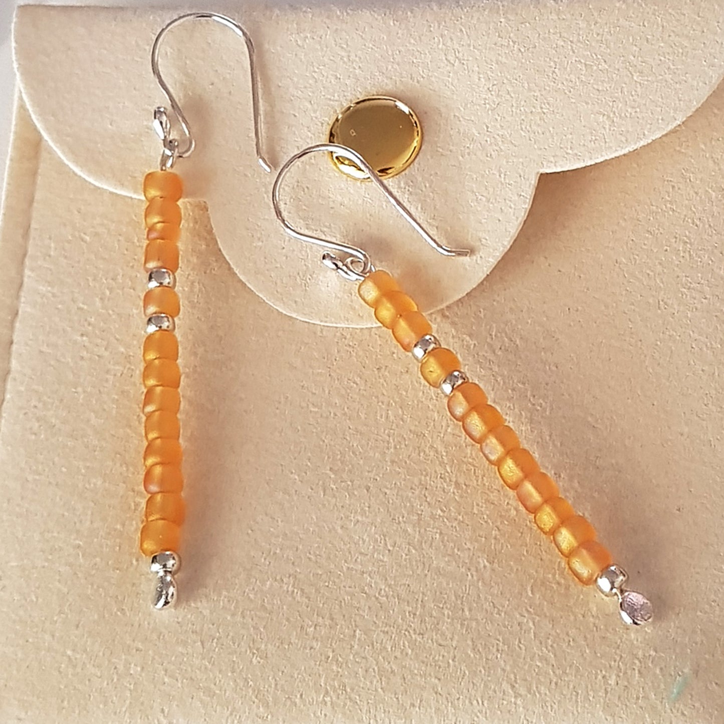 Handmade Yellow Long Beaded Earrings – Sterling Silver Argentium 940