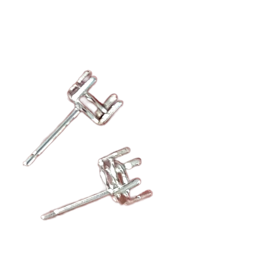 925 Silver Double Gallery Stud Blank - Oval Basket Claw Setting | SS-OBDS-411ES | Findings