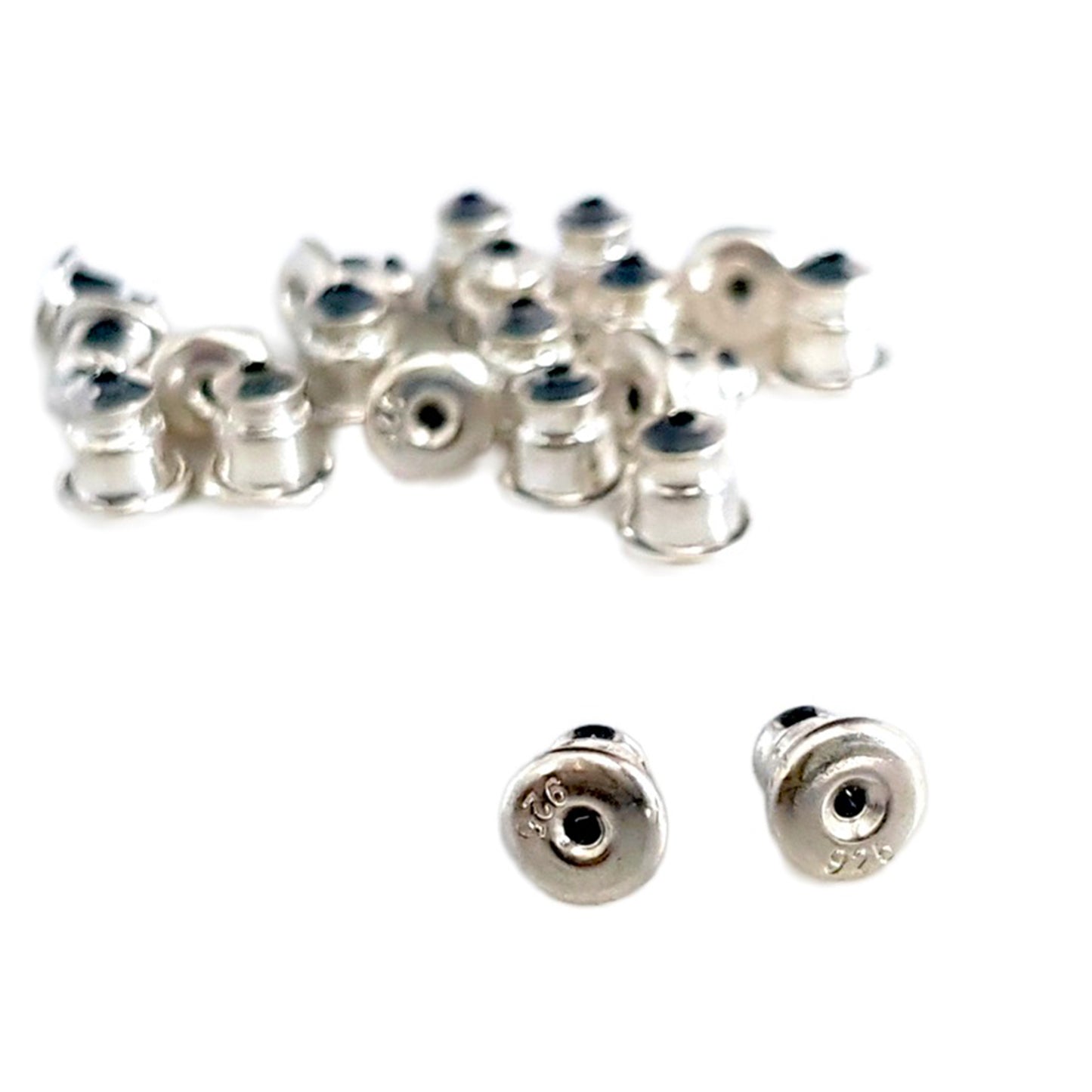 Ear Backs - Sterling Silver Bullet Style with Memory Rubber Inserts | SS-007B/EB | Earring Finding