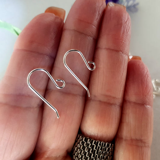 Earring Hooks - Plain Shepherd Sterling Silver Hooks Quality Findings  | SS-0018EH-1 | Earring Findings