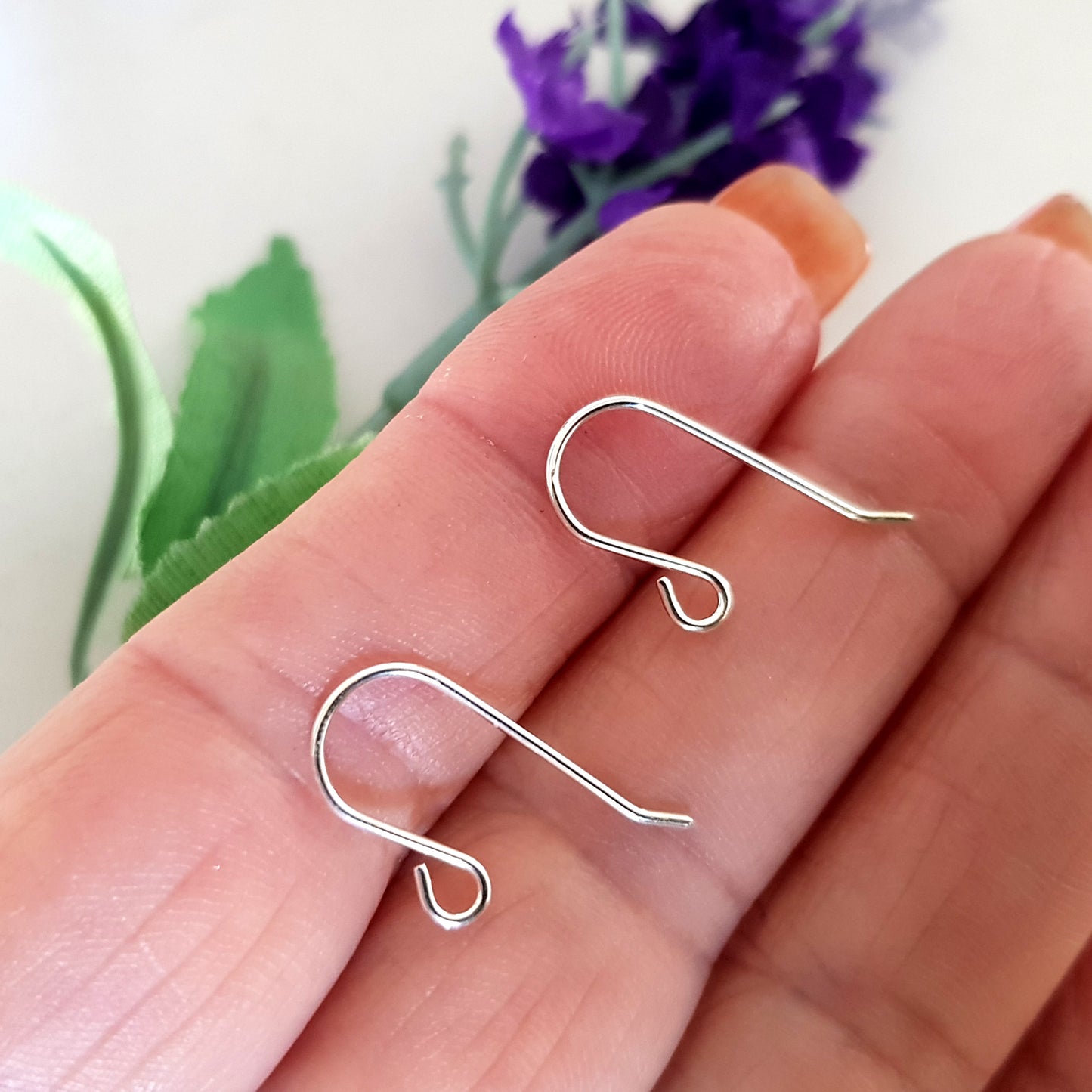 Earring Hooks - Plain Shepherd Sterling Silver Hooks Quality Findings | SS-0018EH-1 | Earring Findings