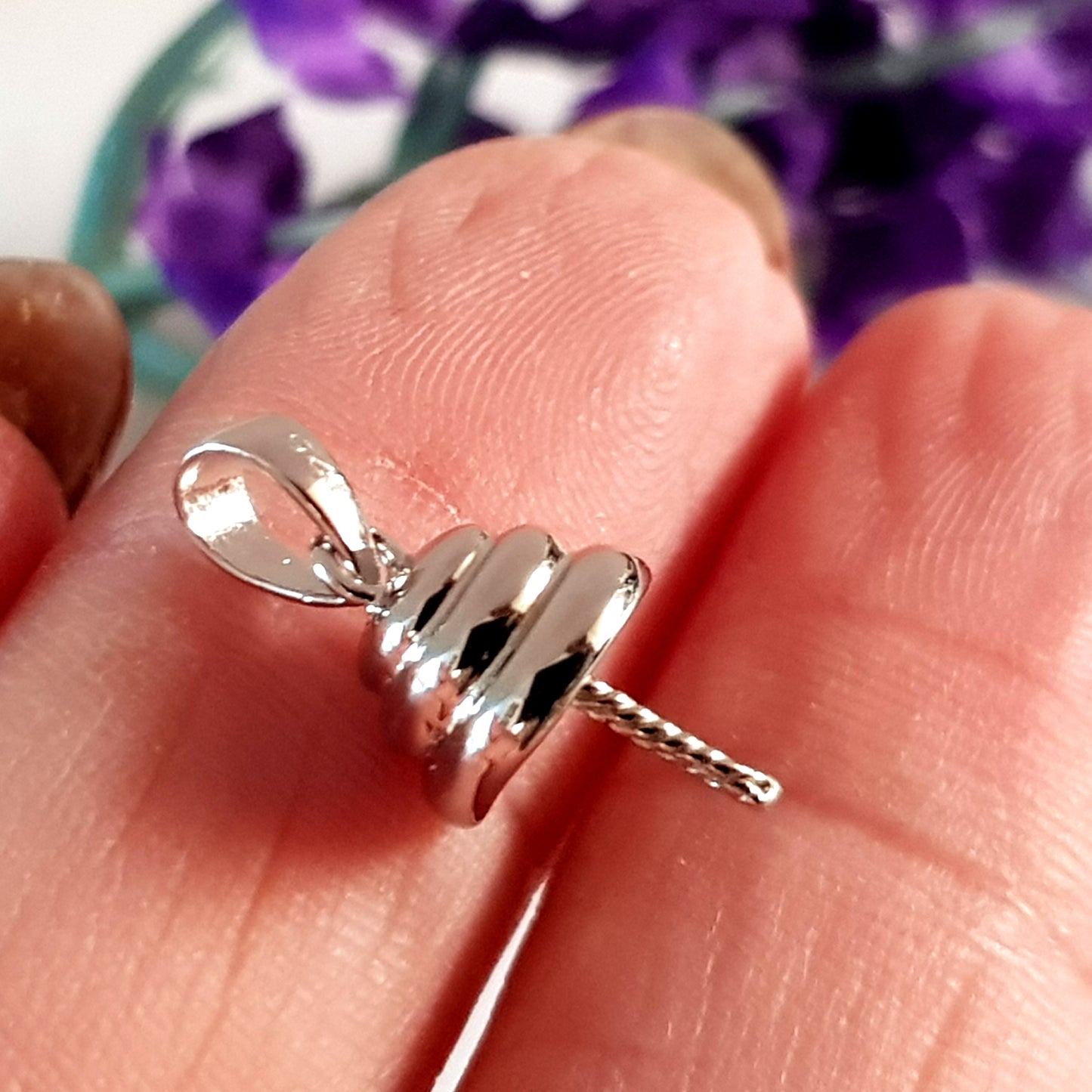 Pendant Drop Three Ringlet Cup & Bail Sterling Silver 925 | PD-RPSS-04CPP | Jewellery Findings