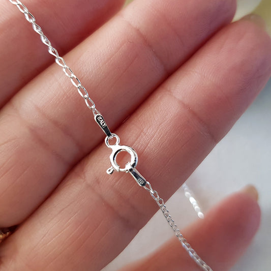 Diamond-Cut Long Curb Chain in 925 Sterling Silver