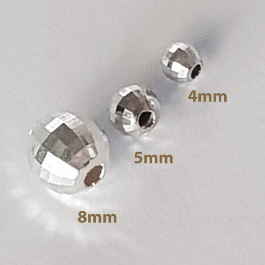 Sterling Silver Round Mirror Polished Beads | SS-BeadMirror | Jewellery Making Supplies