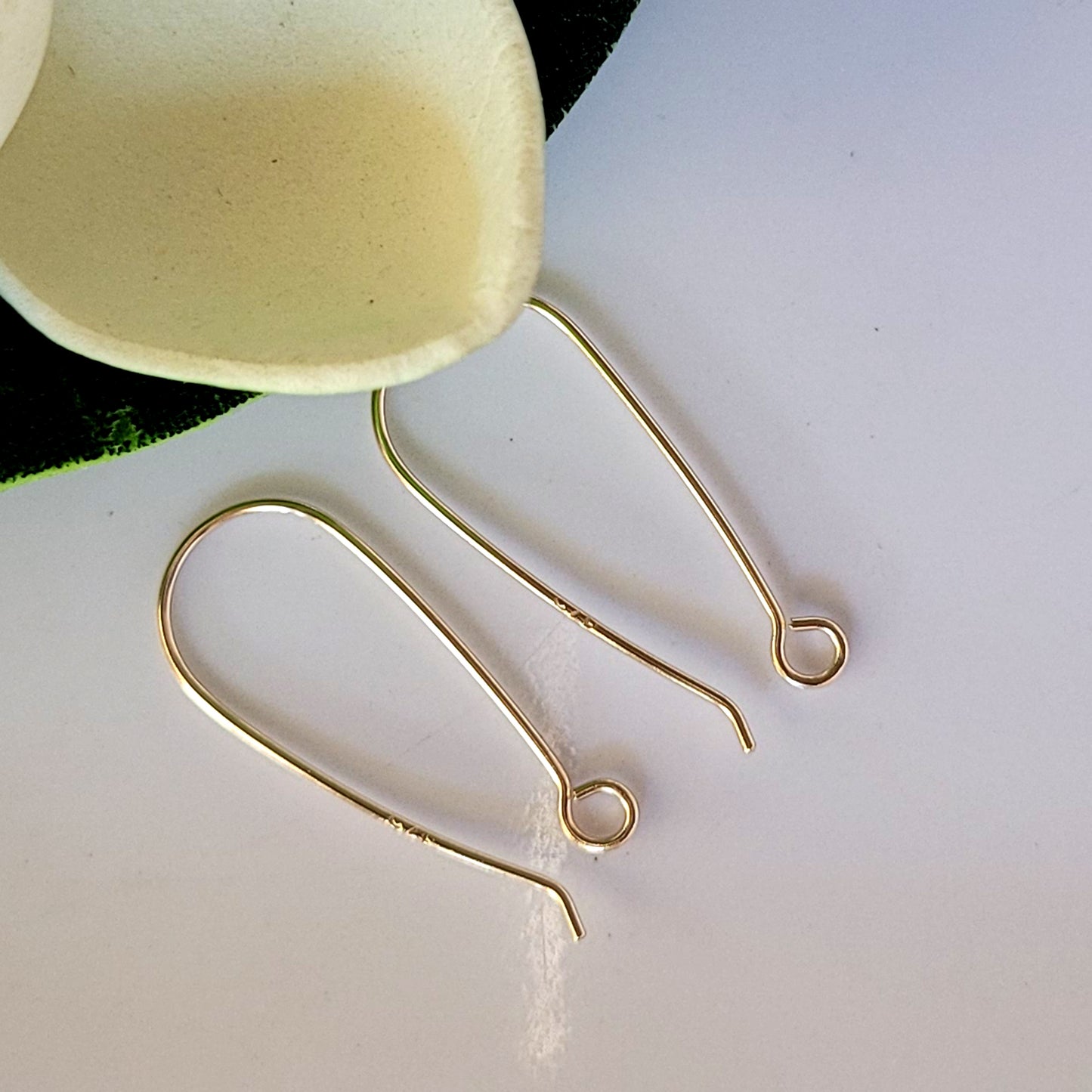 9ct Yellow Gold Long Earring Hooks – Handmade Modern Drop Ear Wires (1 Pair) | YG9-123EH-1 | Earring Findings