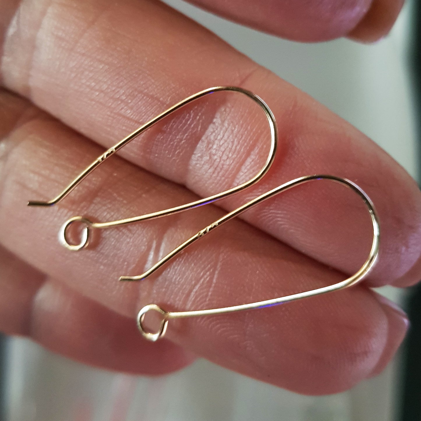 9ct Yellow Gold Long Earring Hooks – Handmade Modern Drop Ear Wires (1 Pair) | YG9-123EH-1 | Earring Findings
