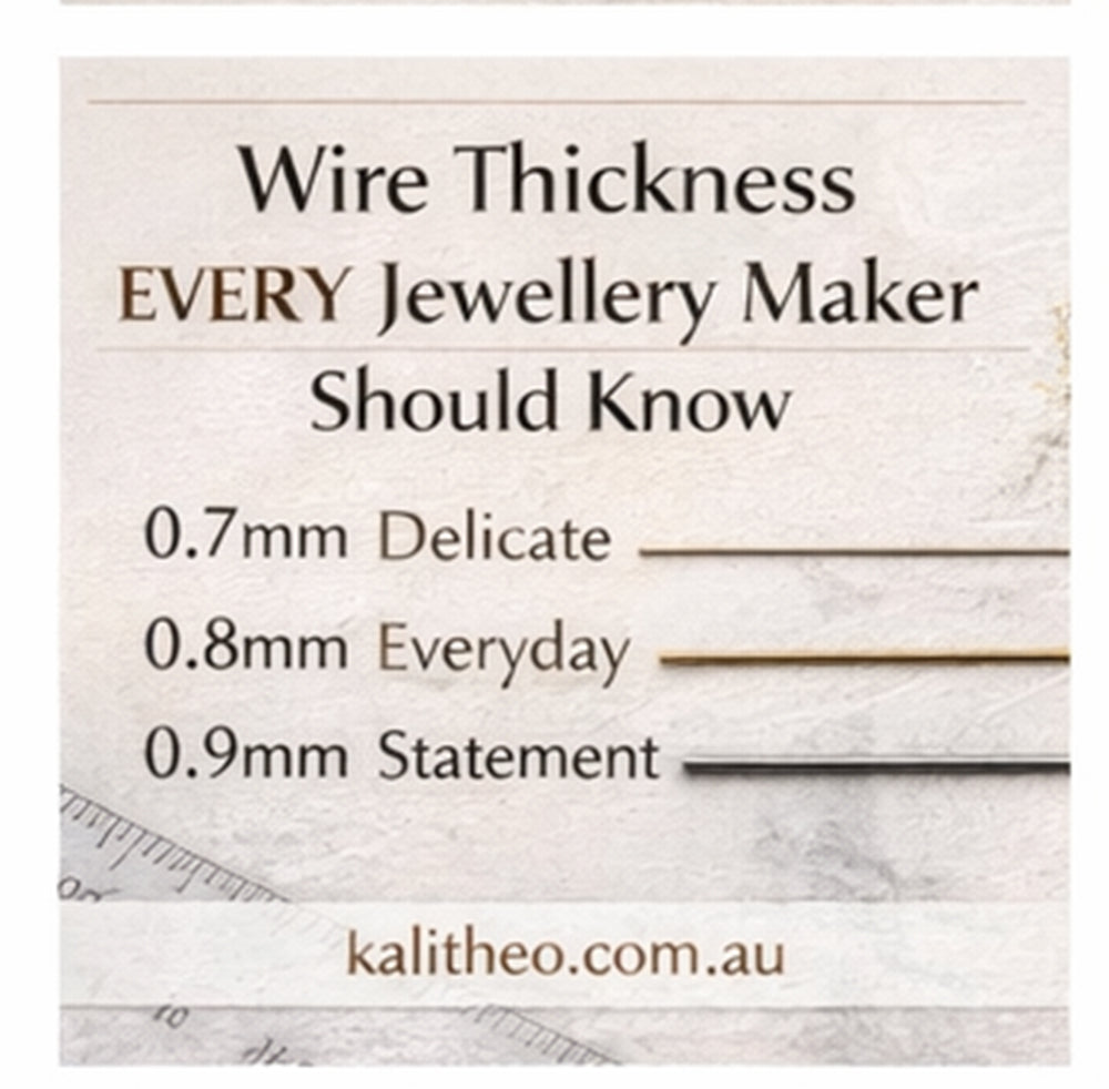 Chart showing wire thickness for jewelry making with text and measurements.