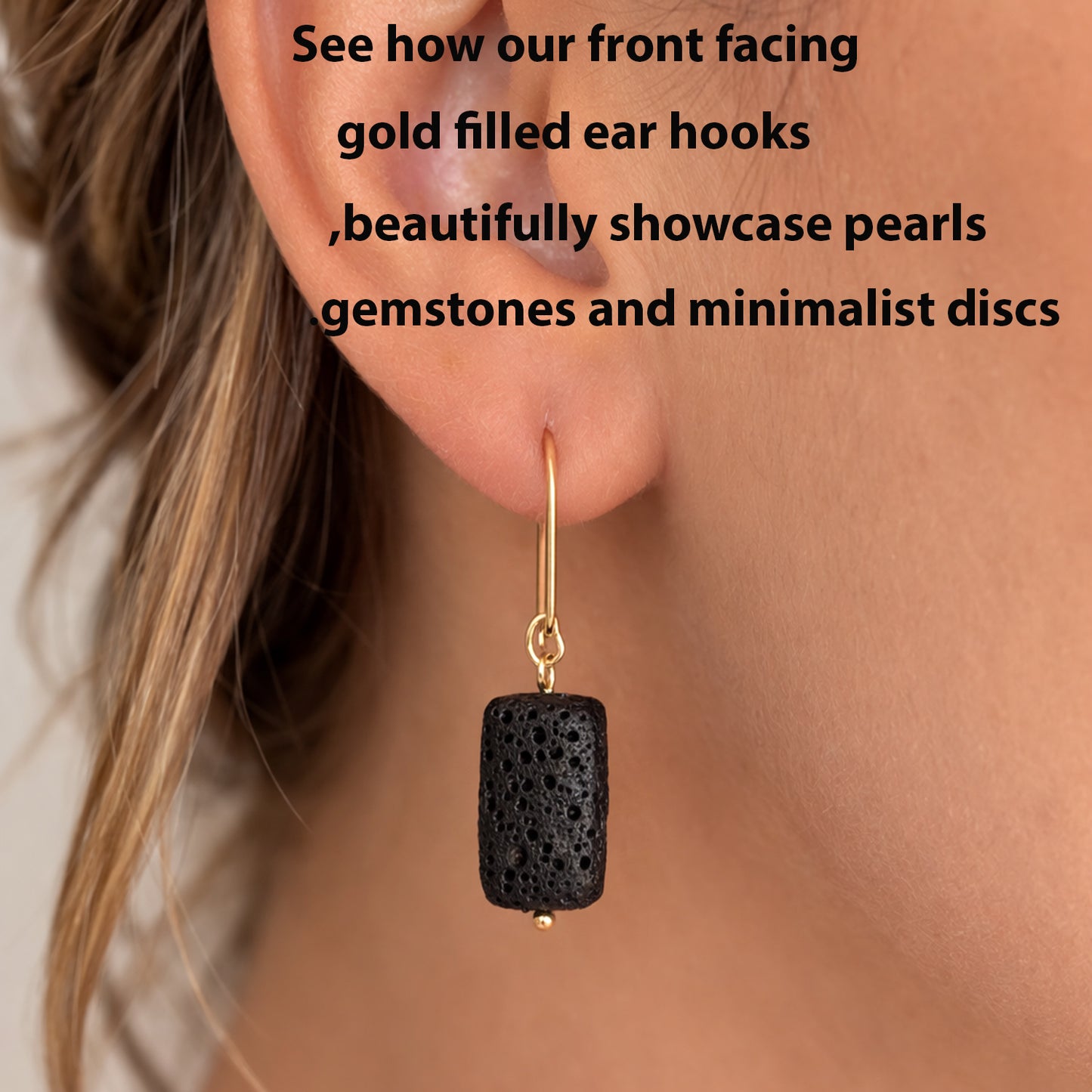 14ct Gold Filled Handmade Front Facing Ear Hooks – 25mm (0.8mm Wire)