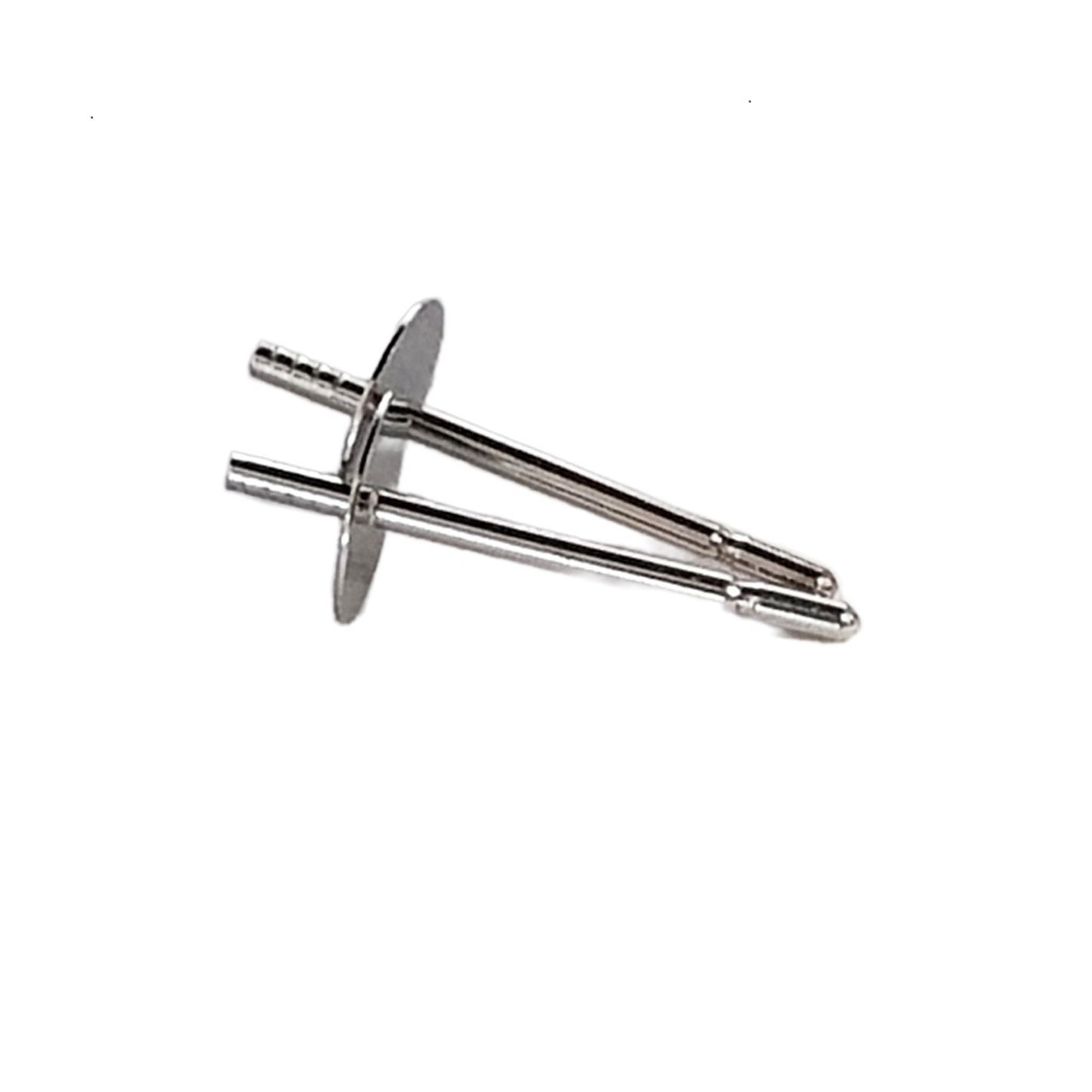 Sterling Silver Polished Flat Pearl Cup Stud - Half Drilled Pearls & Beads | SS-010PFC5mm-ES | Earring Supply