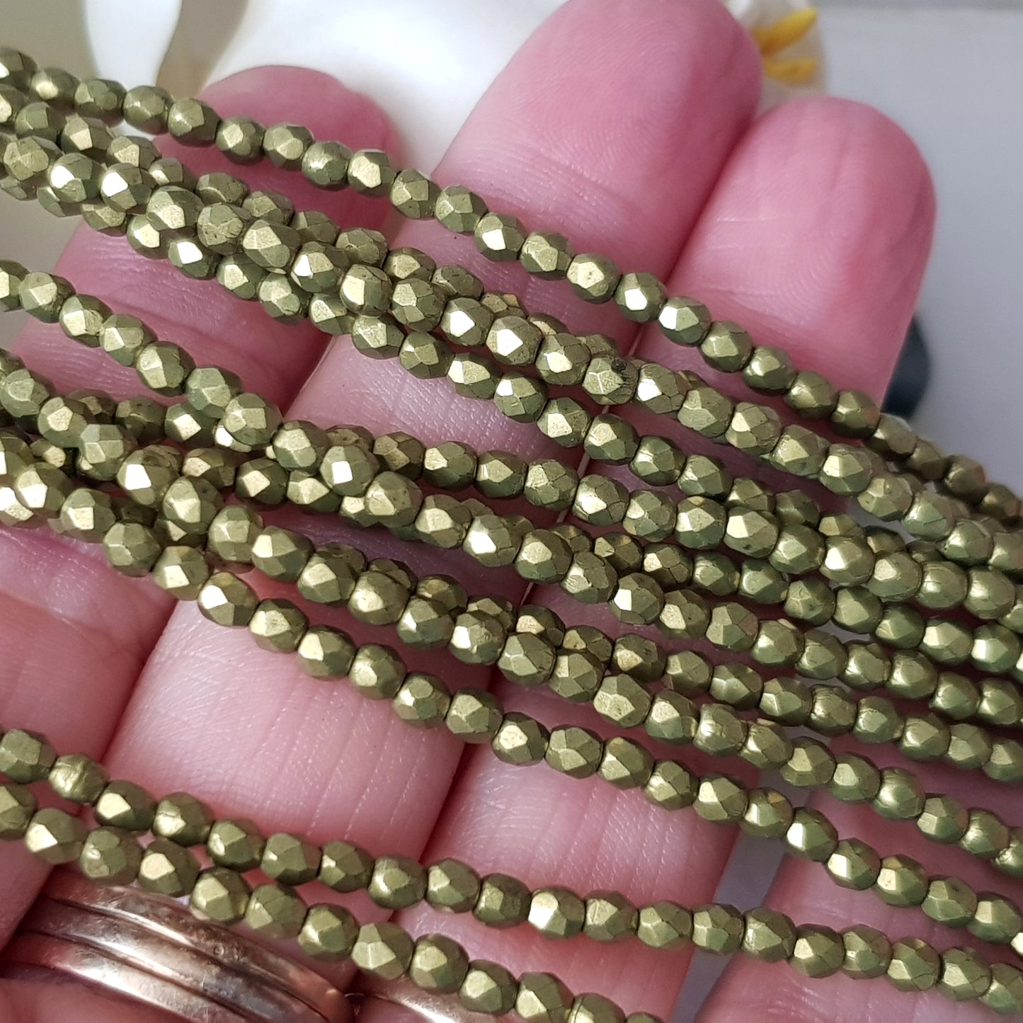 Czech Fire Polished - Meadowlark Saturated Metallic 3mm Round 50 Bead Strand | FP-03-05A03 | Beading Supply