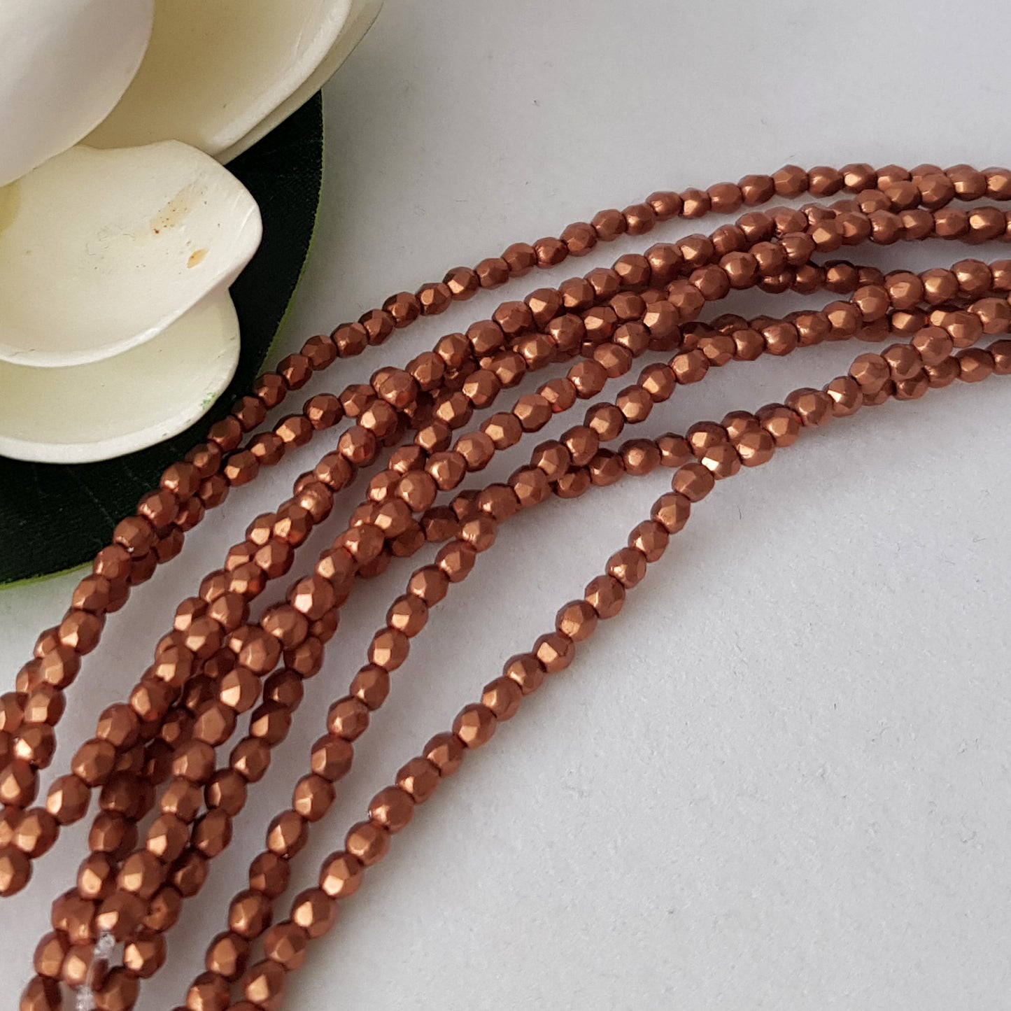 Fire Polished - Hazel Saturated Metallic 3mm Round 50 Bead Strand | FP-03-07B05 | Beading Supply