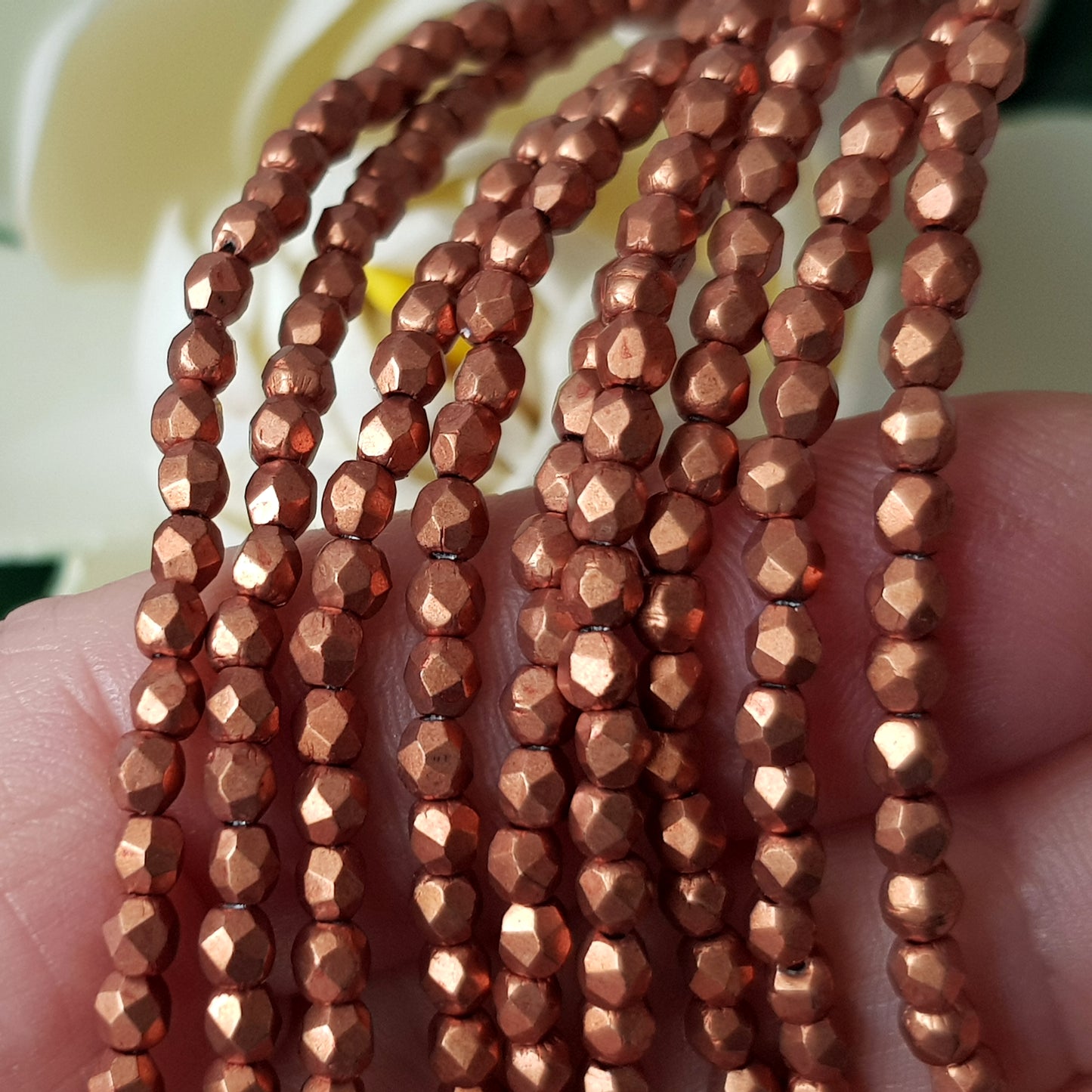 Fire Polished - Hazel Saturated Metallic 3mm Round 50 Bead Strand | FP-03-07B05 | Beading Supply