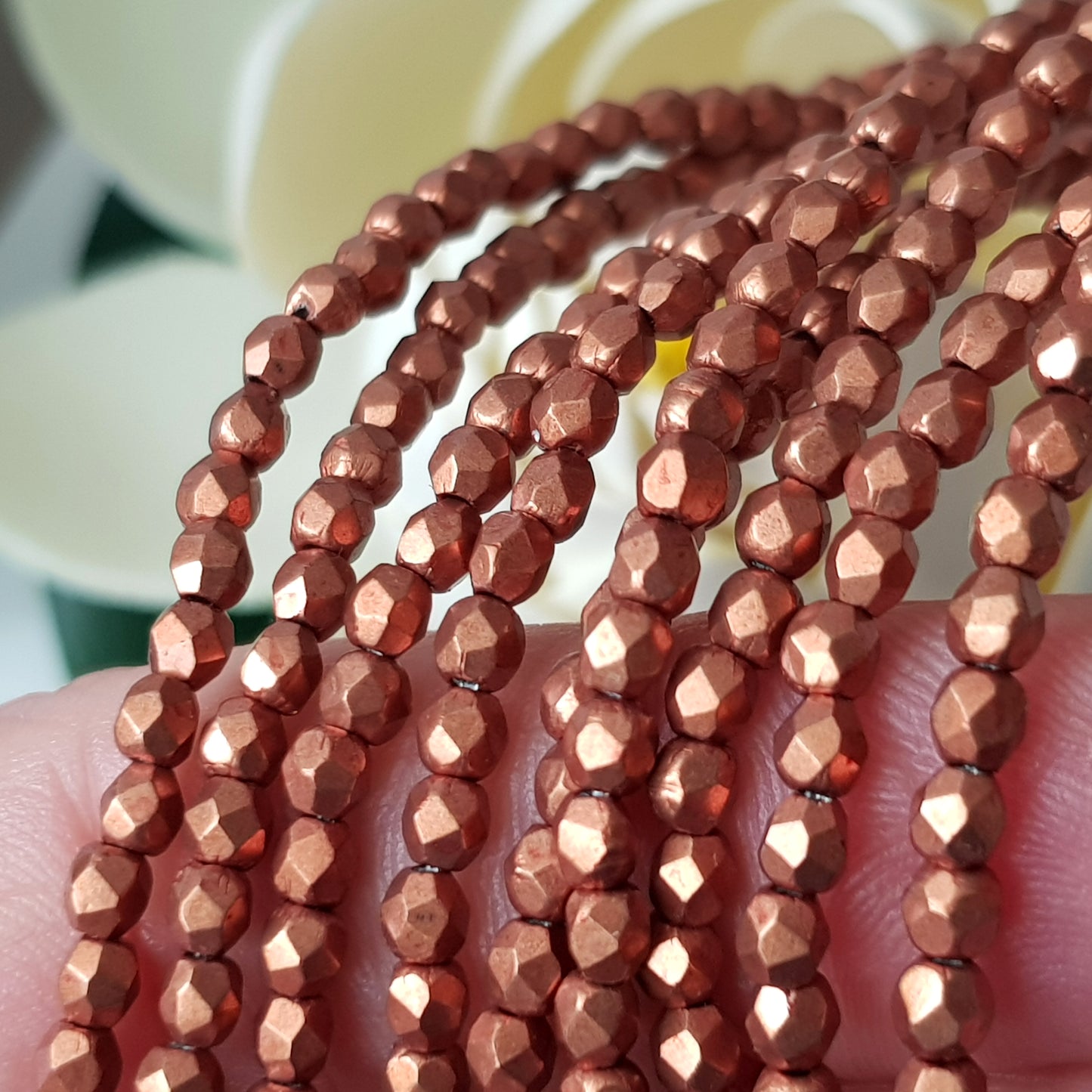 Fire Polished - Hazel Saturated Metallic 3mm Round 50 Bead Strand | FP-03-07B05 | Beading Supply