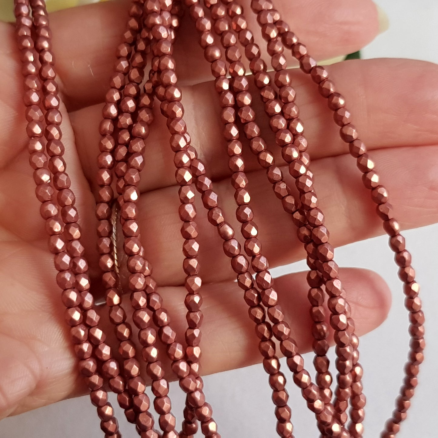 Czech Fire Polished 50 Bead Strand - Suede Gold Lantana 3mm Round Faceted | FP-08A02-CB-03 | Beading Supply