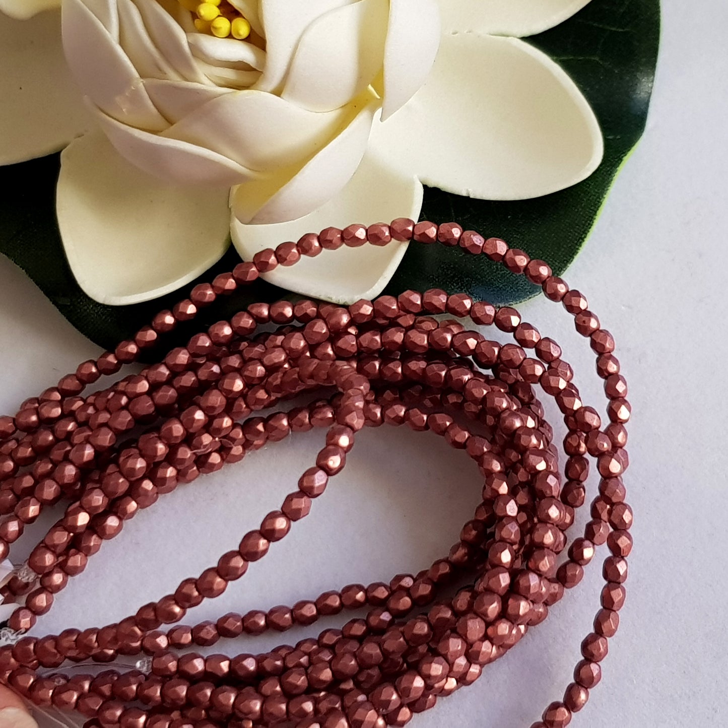 Czech Fire Polished 50 Bead Strand - Suede Gold Lantana 3mm Round Faceted | FP-08A02-CB-03 | Beading Supply