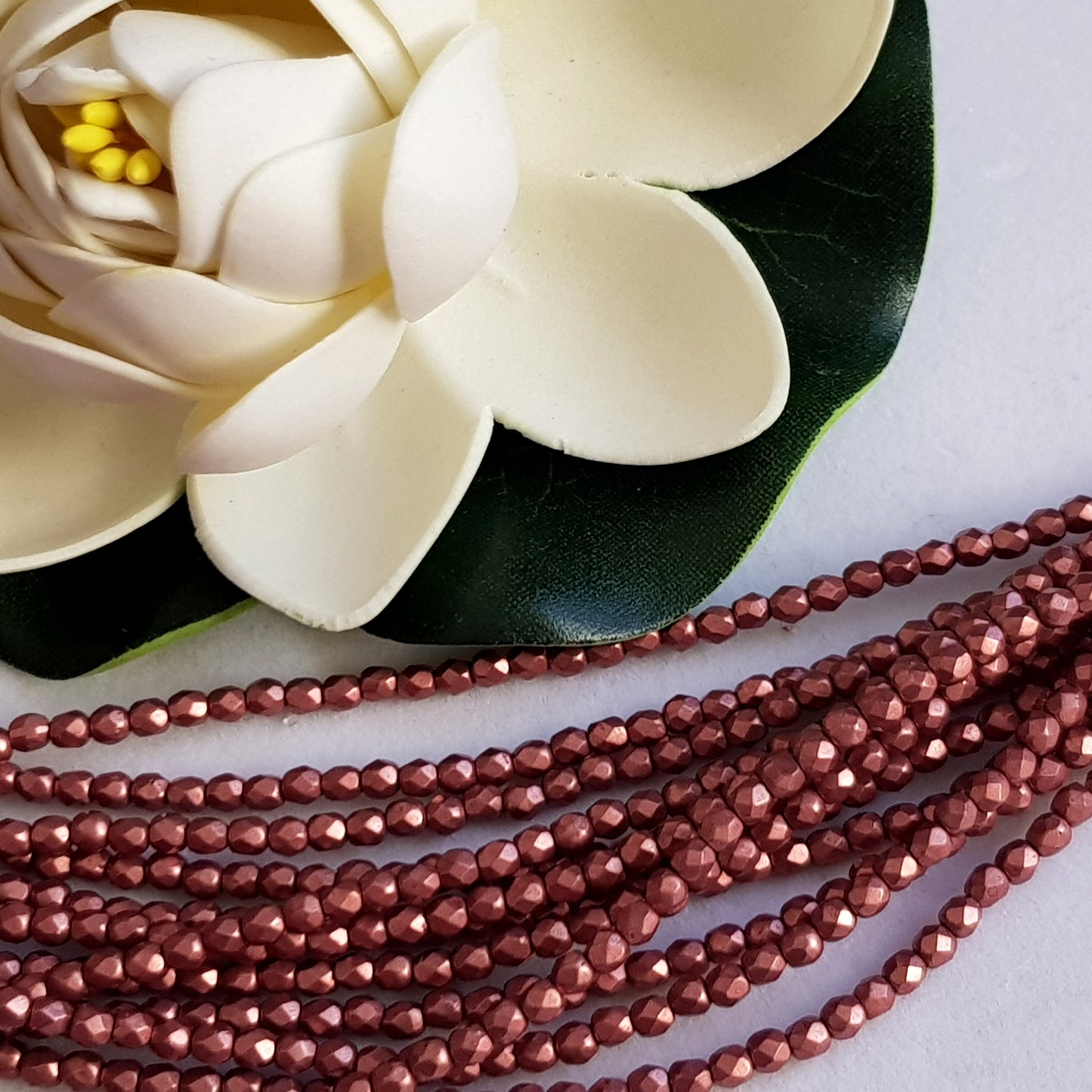 Czech Fire Polished 50 Bead Strand - Suede Gold Lantana 3mm Round Faceted | FP-08A02-CB-03 | Beading Supply