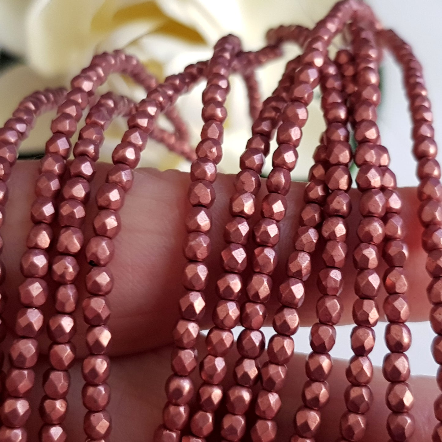 Czech Fire Polished 50 Bead Strand - Suede Gold Lantana 3mm Round Faceted | FP-08A02-CB-03 | Beading Supply