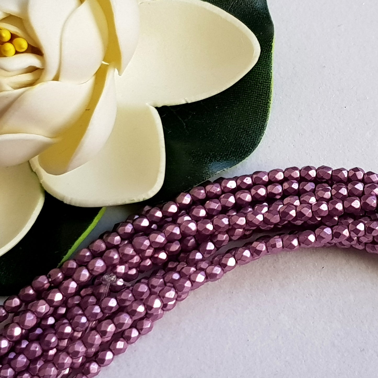 Czech Fire Polished 50 Bead Strand - Suede Gold Orchid 3mm Round Faceted | FP-08A03-CB-03 | Beading Supply