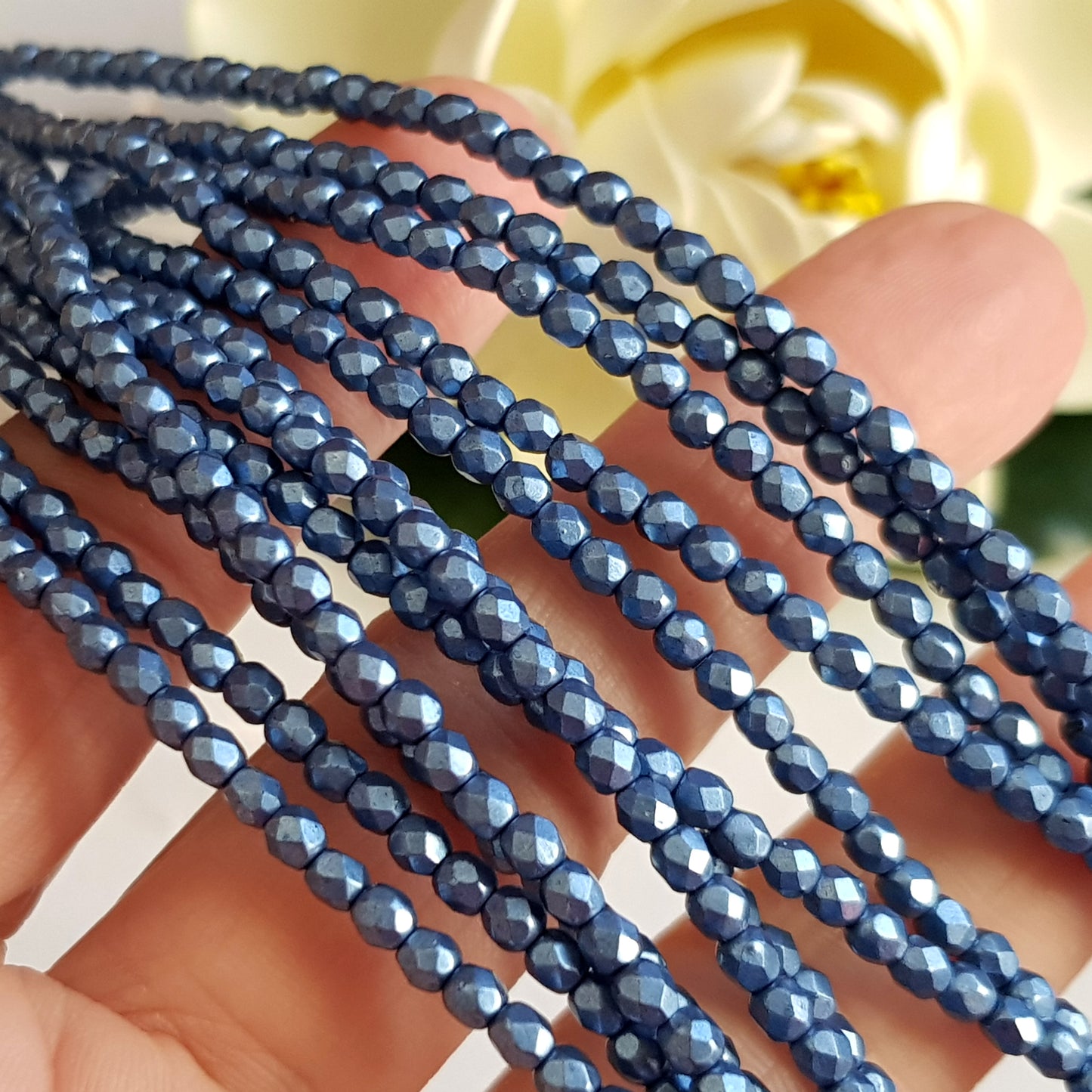 Czech Fire Polished 50 Bead Strand - Suede Gold Provence 3mm Round Faceted | FP-08A08-CB-03 | Beading Supply